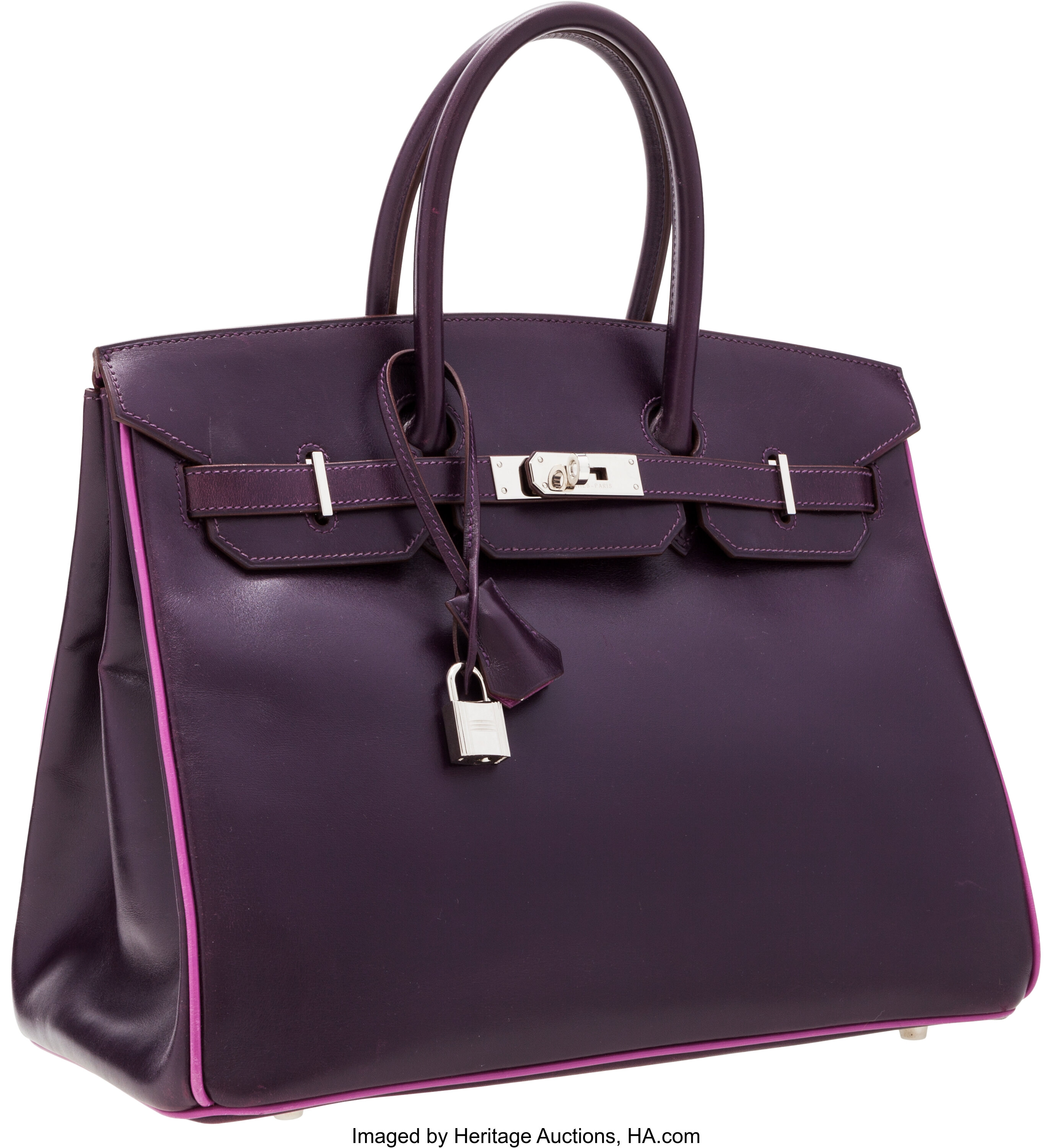 Hermes 35cm Purple Swift Leather Custom Birkin Auction
