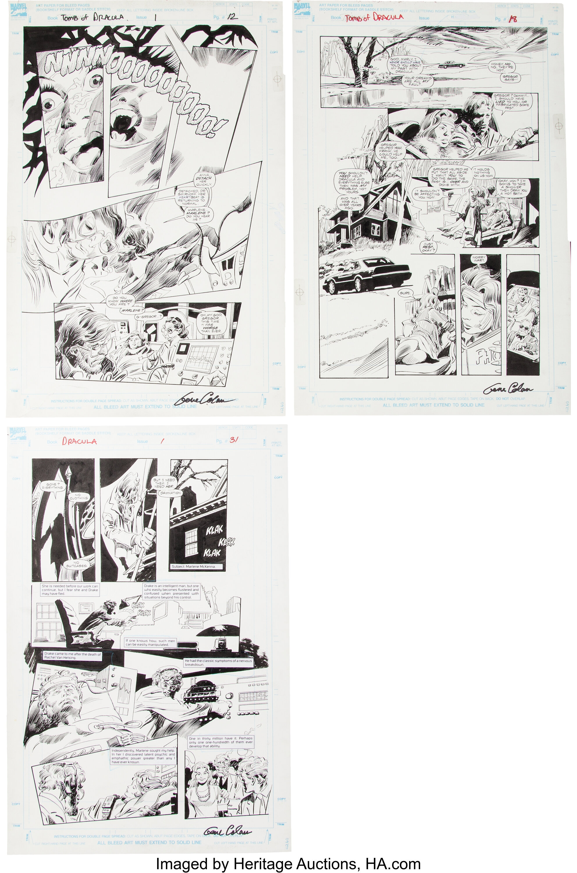 Gene Colan And Al Williamson The Tomb Of Dracula #1 Page Original 