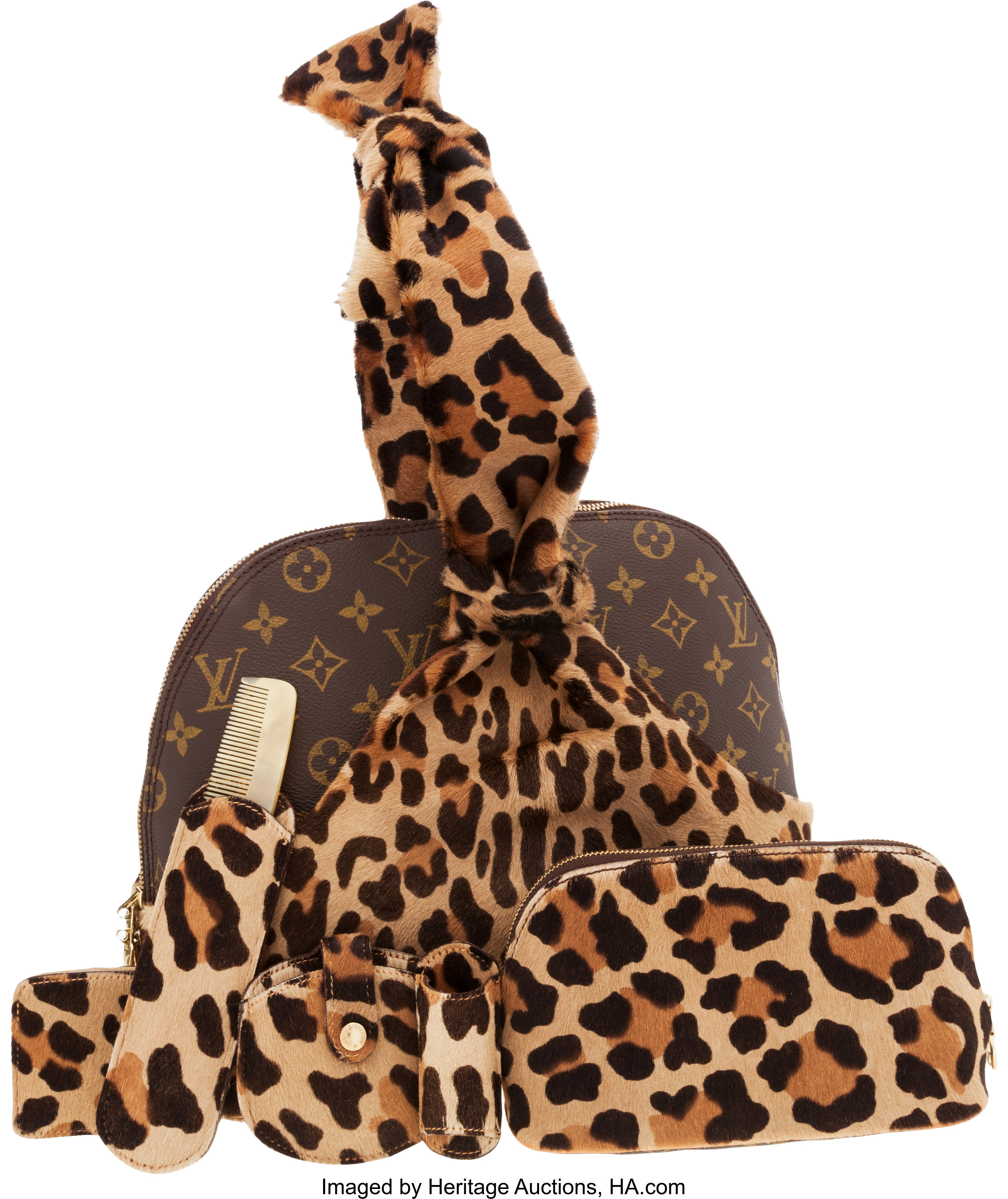 Sold at Auction: Louis Vuitton leopard print monogram handbag