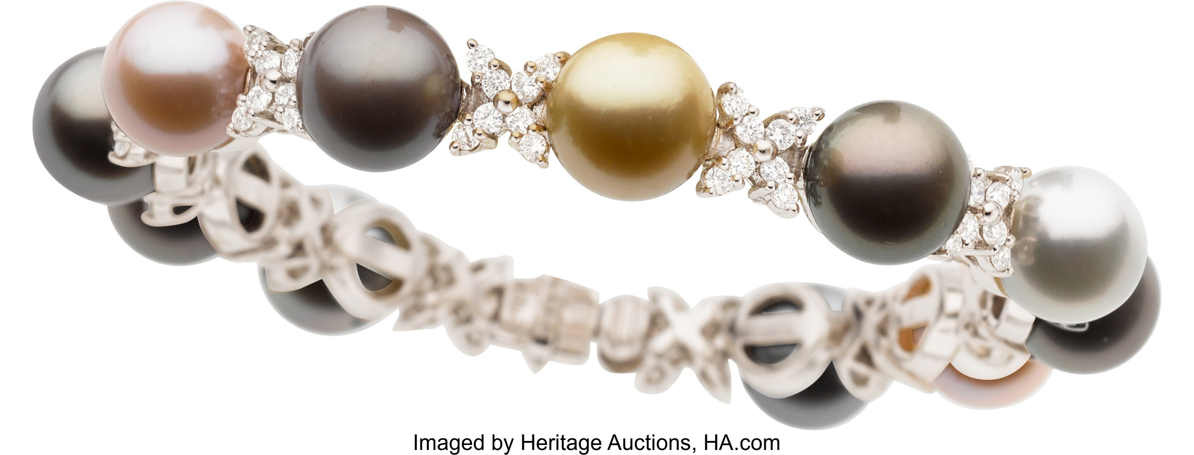 South Sea Cultured Pearl, Diamond, White Gold Bracelet. ... Estate ...