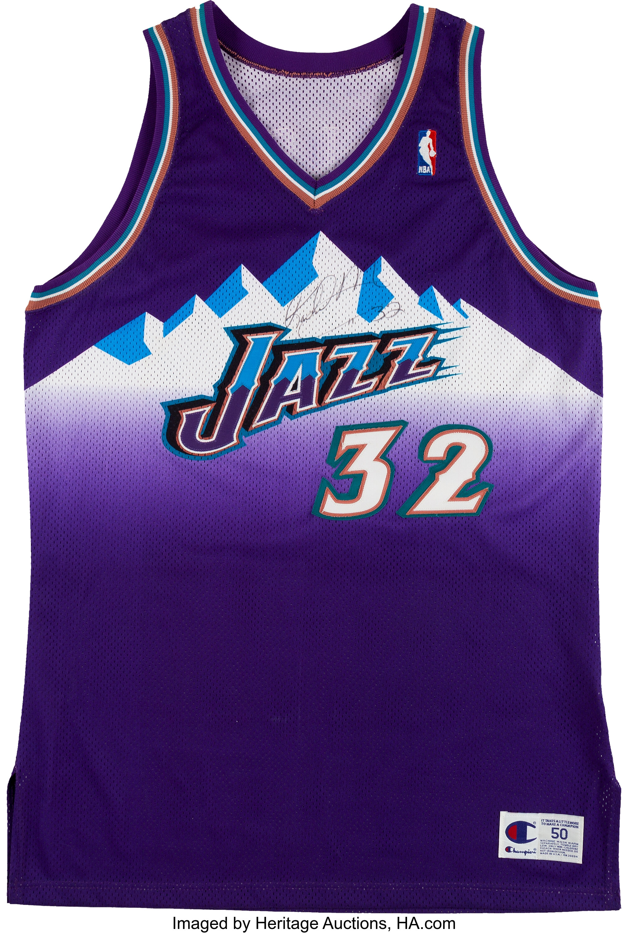 Lot Detail - Karl Malone Signed Black Utah Jazz Jersey Framed