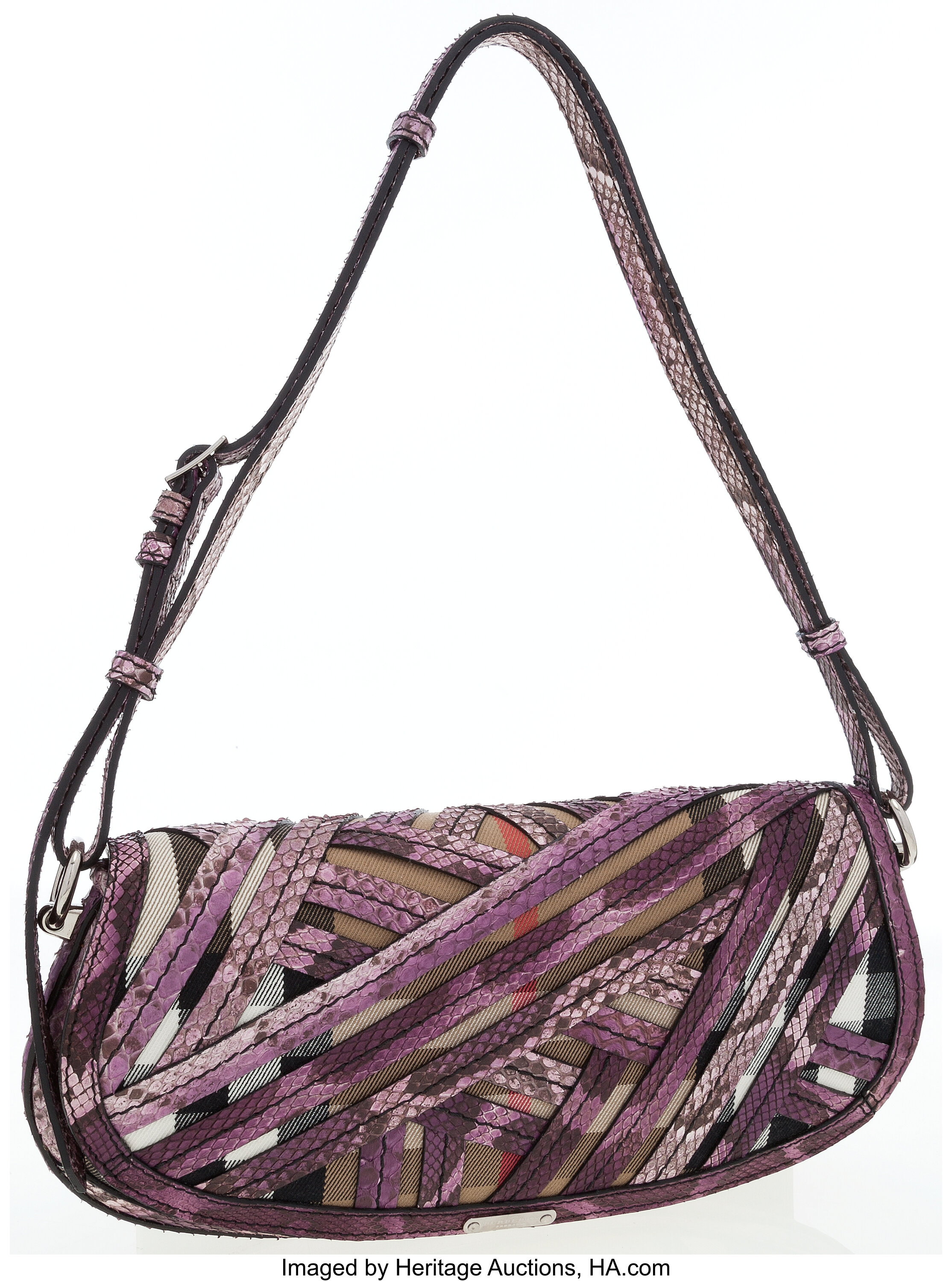 Burberry Prorsum Purple Python & House Check Canvas Lilford Bag . | Lot  #79031 | Heritage Auctions