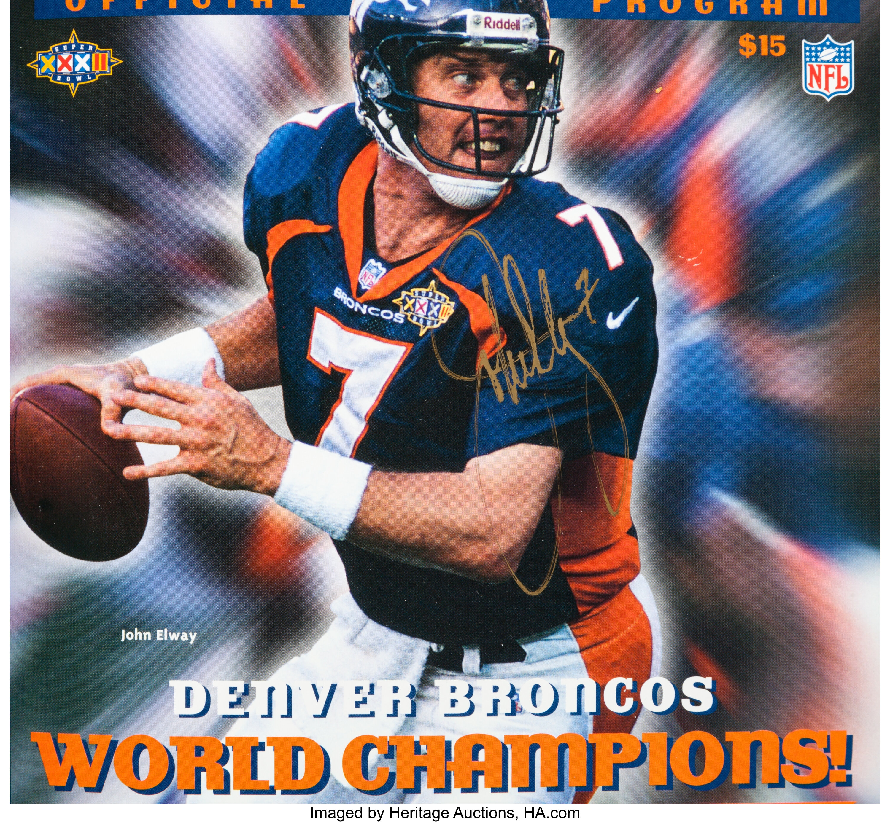 John Elway Signed Super Bowl XXXII Program. Football, Lot #43160