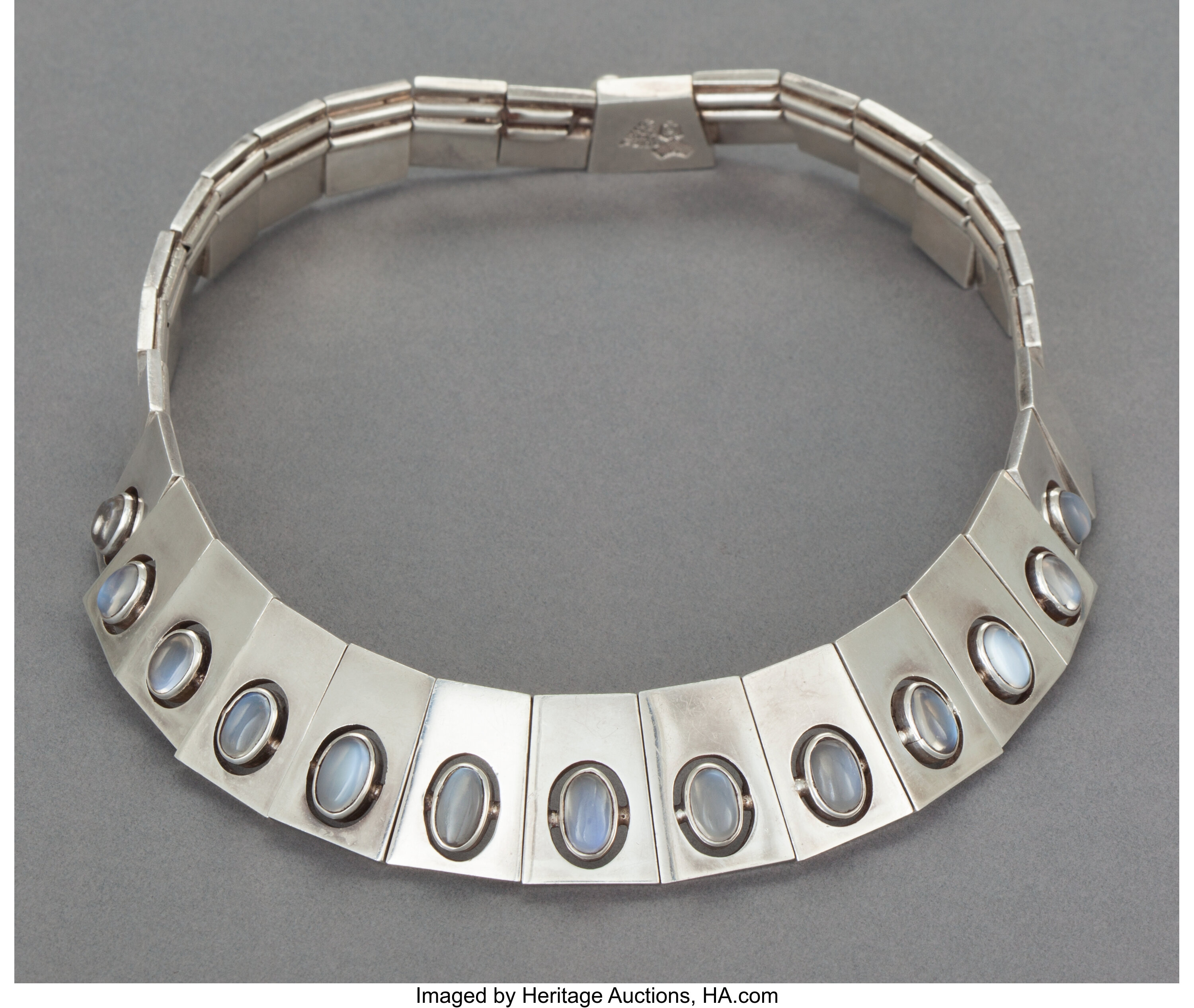 AN ANTONIO PINEDA MEXICAN SILVER AND MOONSTONE NECKLACE . Antonio | Lot ...