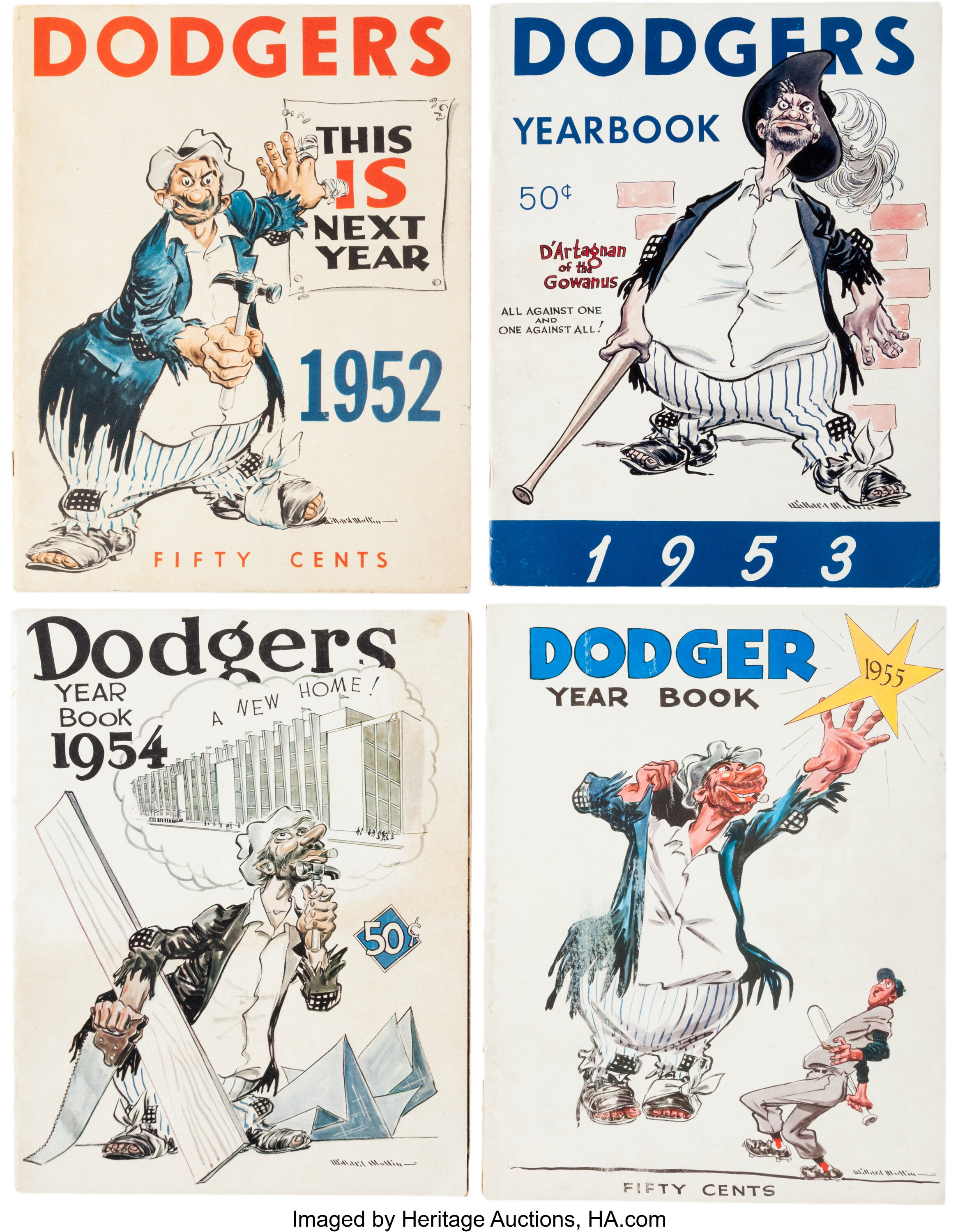 Lot Detail - 1955 Brooklyn Dodgers Yearbook and 1955 World Series Program