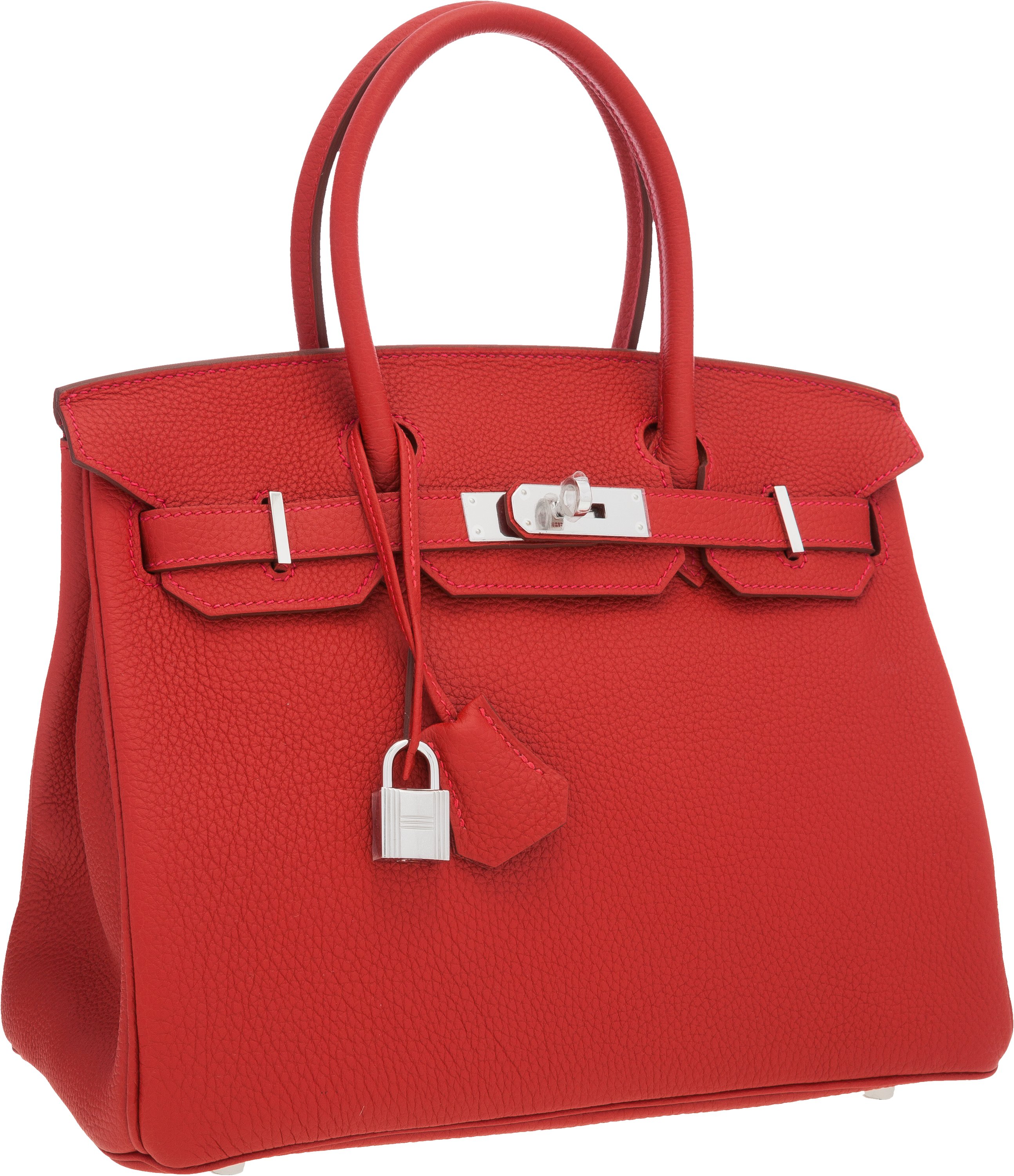 Hermes 30cm Rouge Casaque Togo Leather Birkin Bag with Palladium