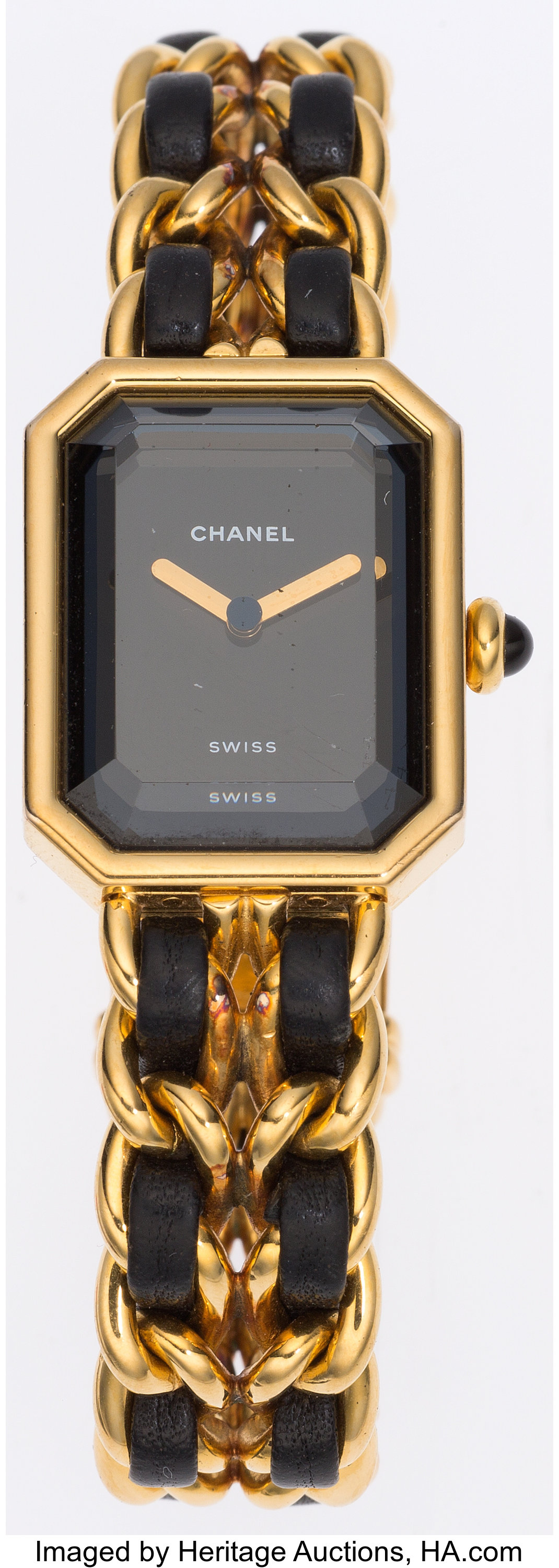 Chanel Premiere Ladies Watch with Classic Gold Chain and Black