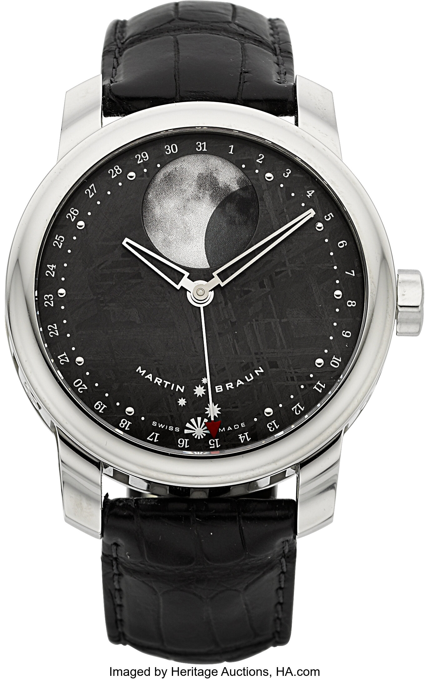 Martin Braun Selene Steel Moon Phase Calendar With Meteorite Dial ...