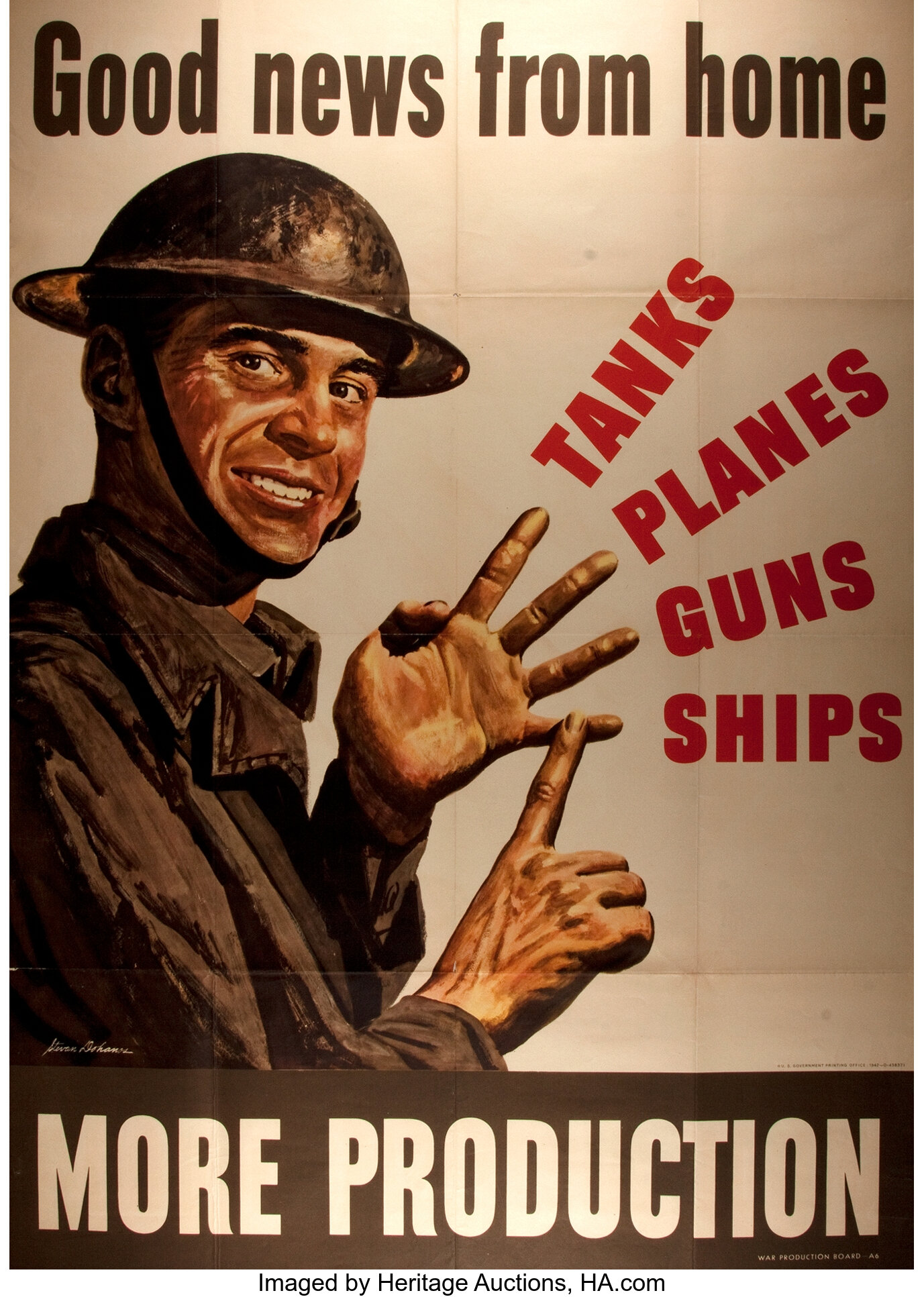 [WWII]. Stevan Dohanos Good News From Home Propaganda Poster. No. | Lot ...