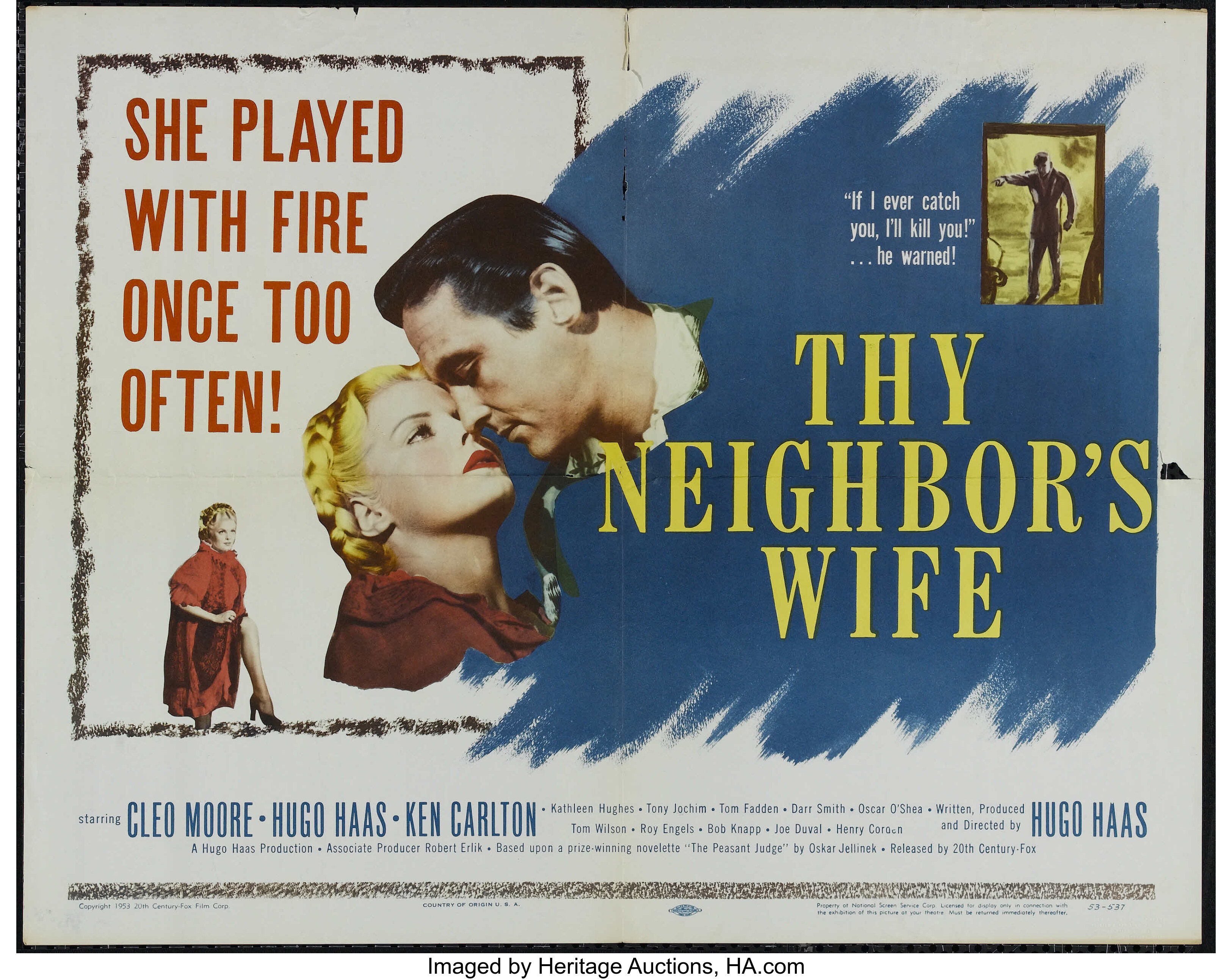 Thy Neighbors Wife 20th Century Fox 1953 Half Sheet 22 X Lot 26197 Heritage Auctions 4419