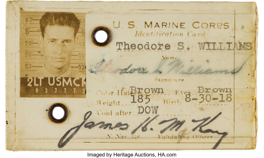 April 30, 1952: Before leaving for the Marine Corps, Ted Williams