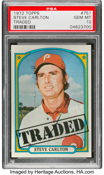 Sold at Auction: 1972 Topps Baseball Card #751 Steve Carlton Phillies Traded