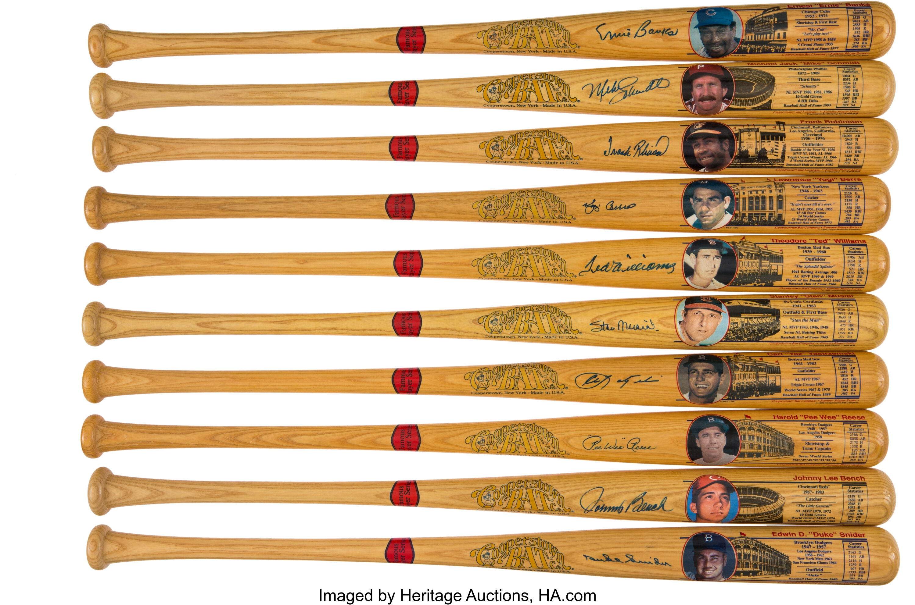 Johnny Bench Baseball HOF Stats Bat - Cooperstown Bat Company