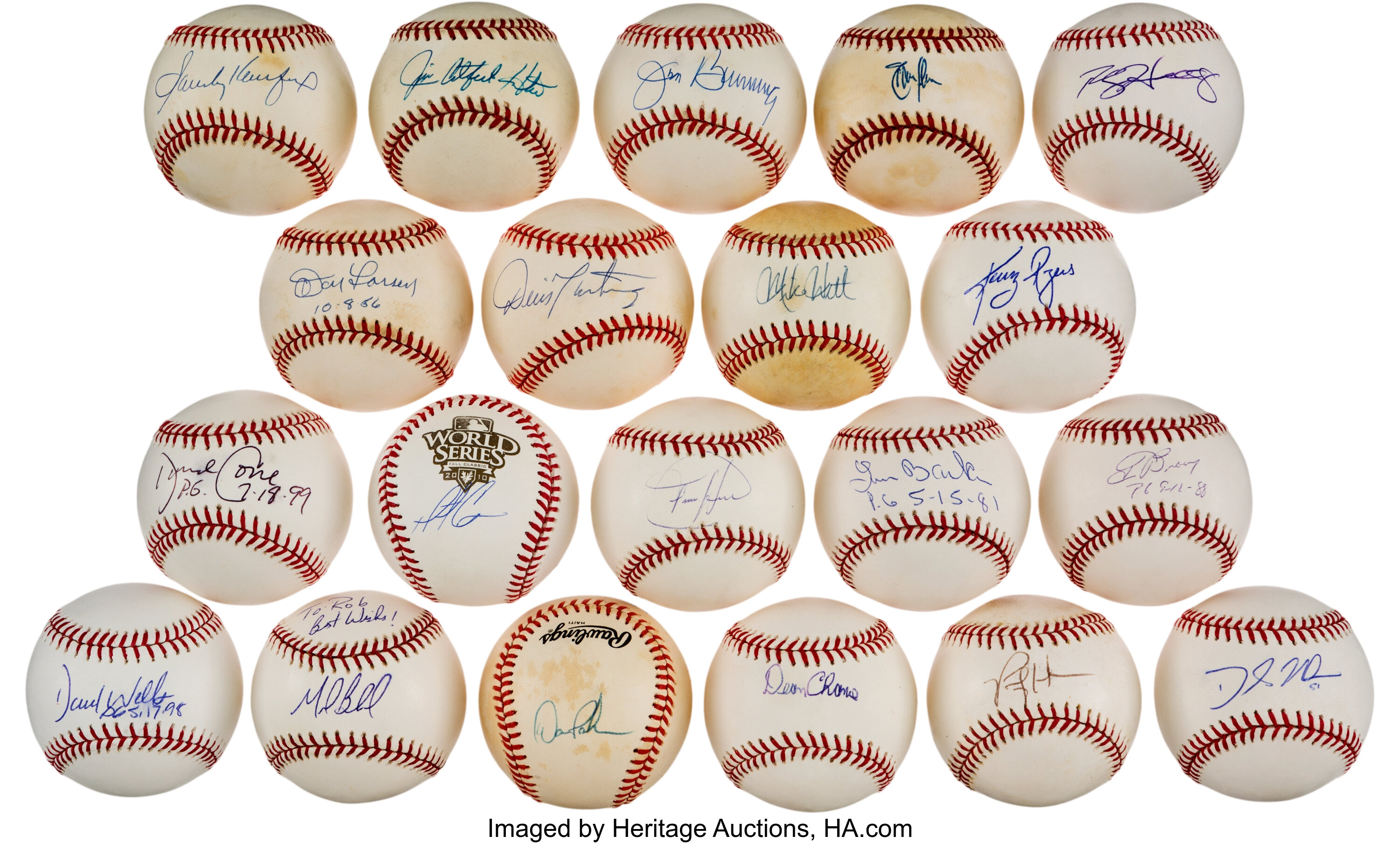 Sandy Koufax Randy Johnson Perfect Game Pitchers Signed Baseball