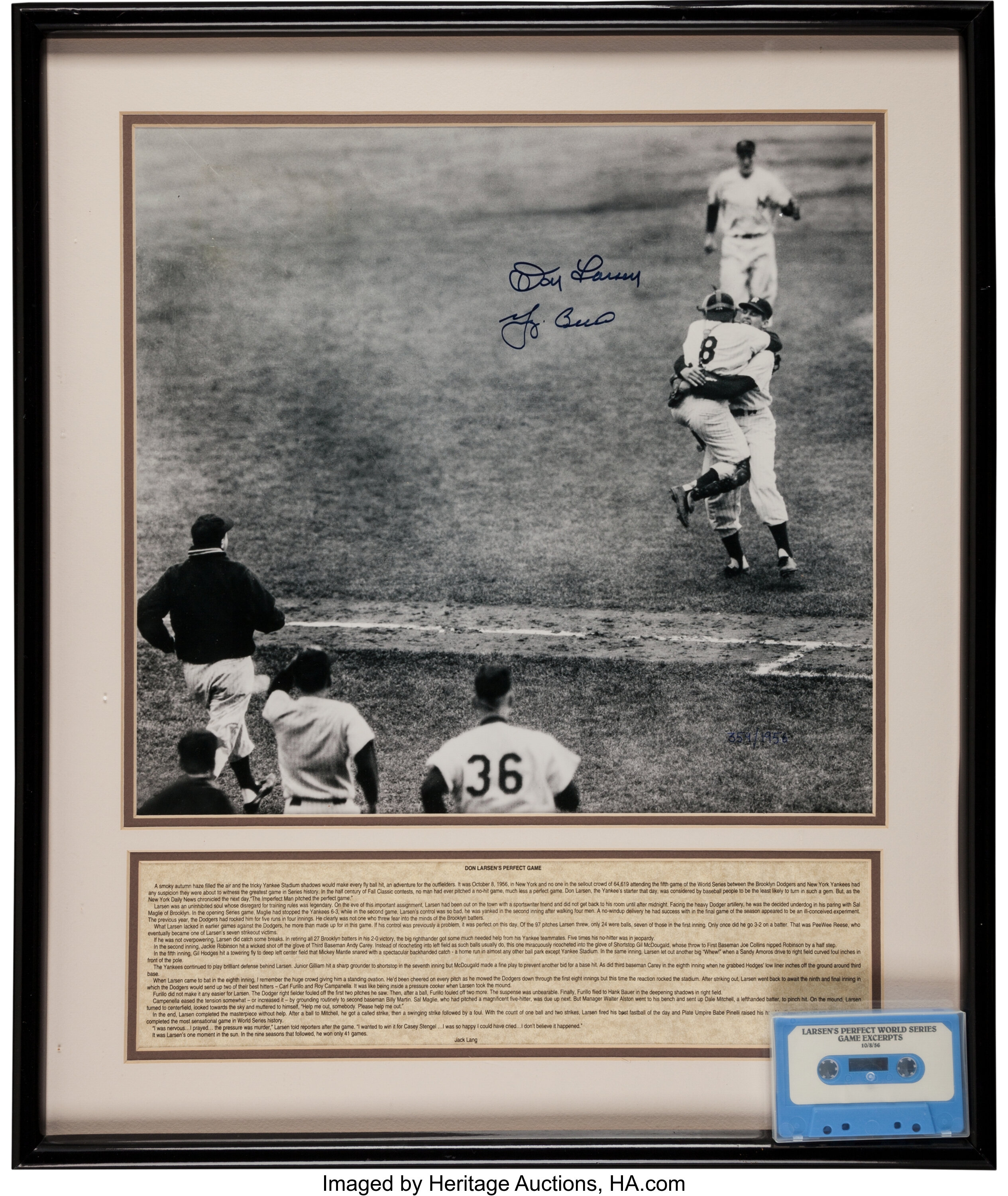 Yogi Berra and Don Larsen 1956 World Series Framed Photo