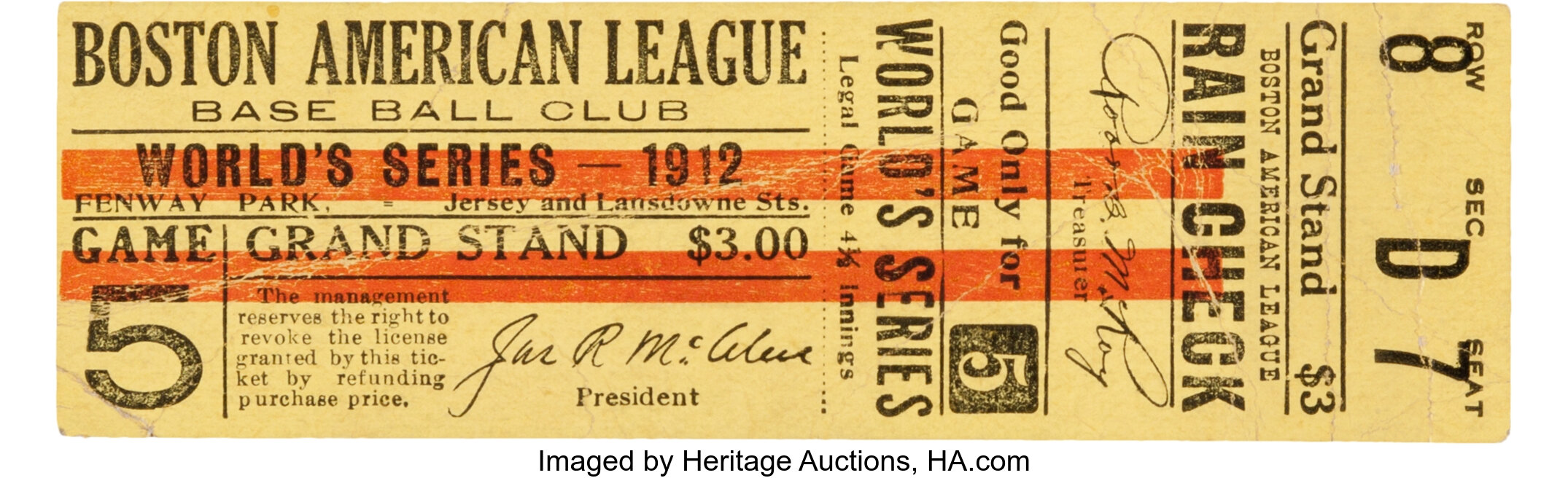 Red Sox Ticket World Series 1912 Antique Baseball Ticket Framed Ephemera —  MUSEUM OUTLETS