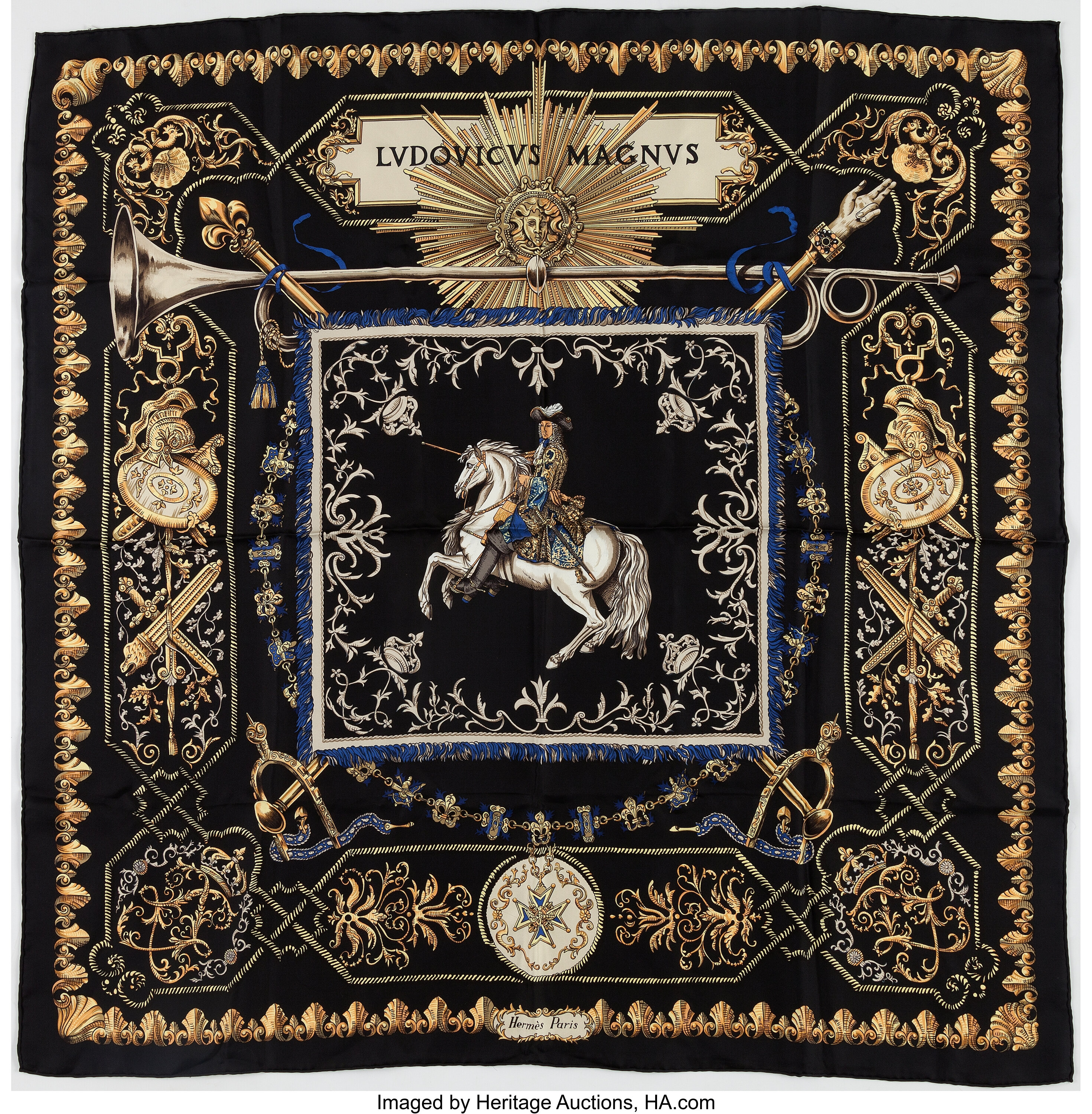 Hermès scarf ”Lvdovicvs Magnvs” De La Perriere - Stockholms Auktionsverk