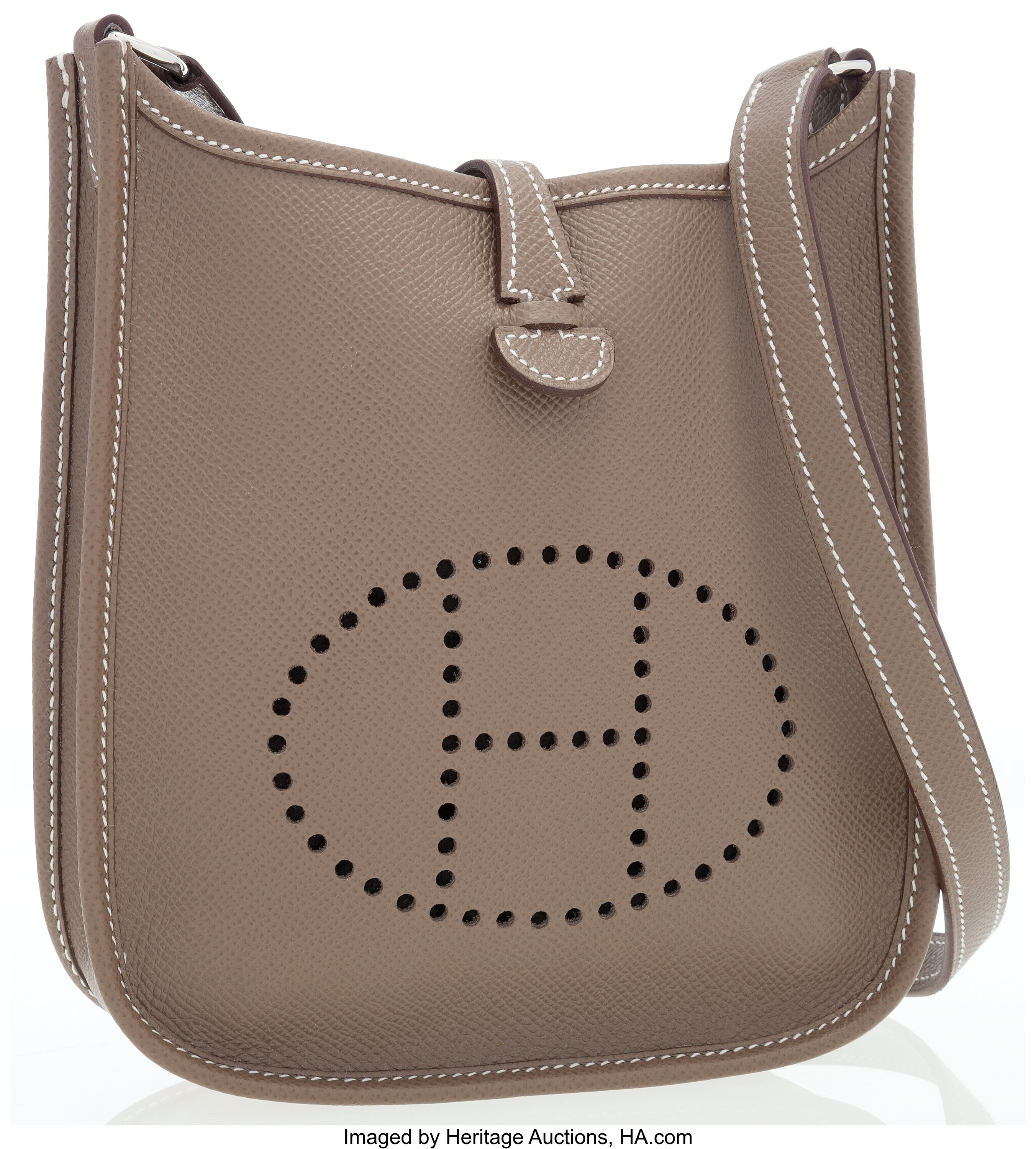 Hermes Etoupe Epsom Leather Evelyne TPM Crossbody Bag .  Luxury