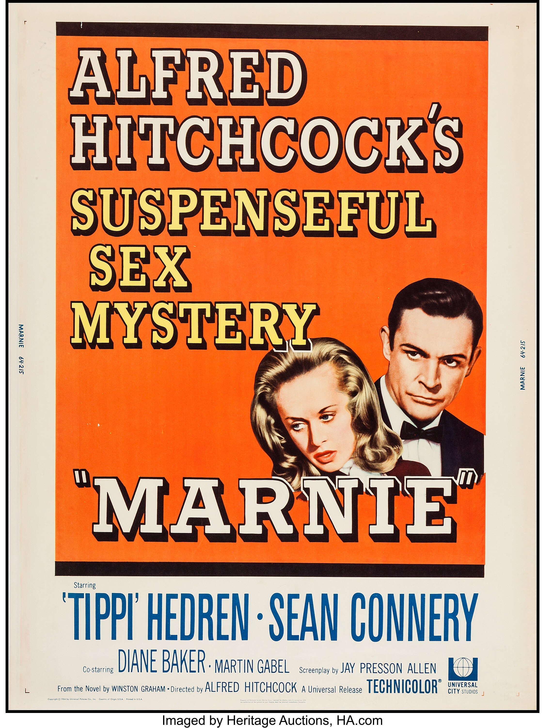 Marnie Universal 1964 Poster 30 X 40 Hitchcock Movie Lot 54218 Heritage Auctions