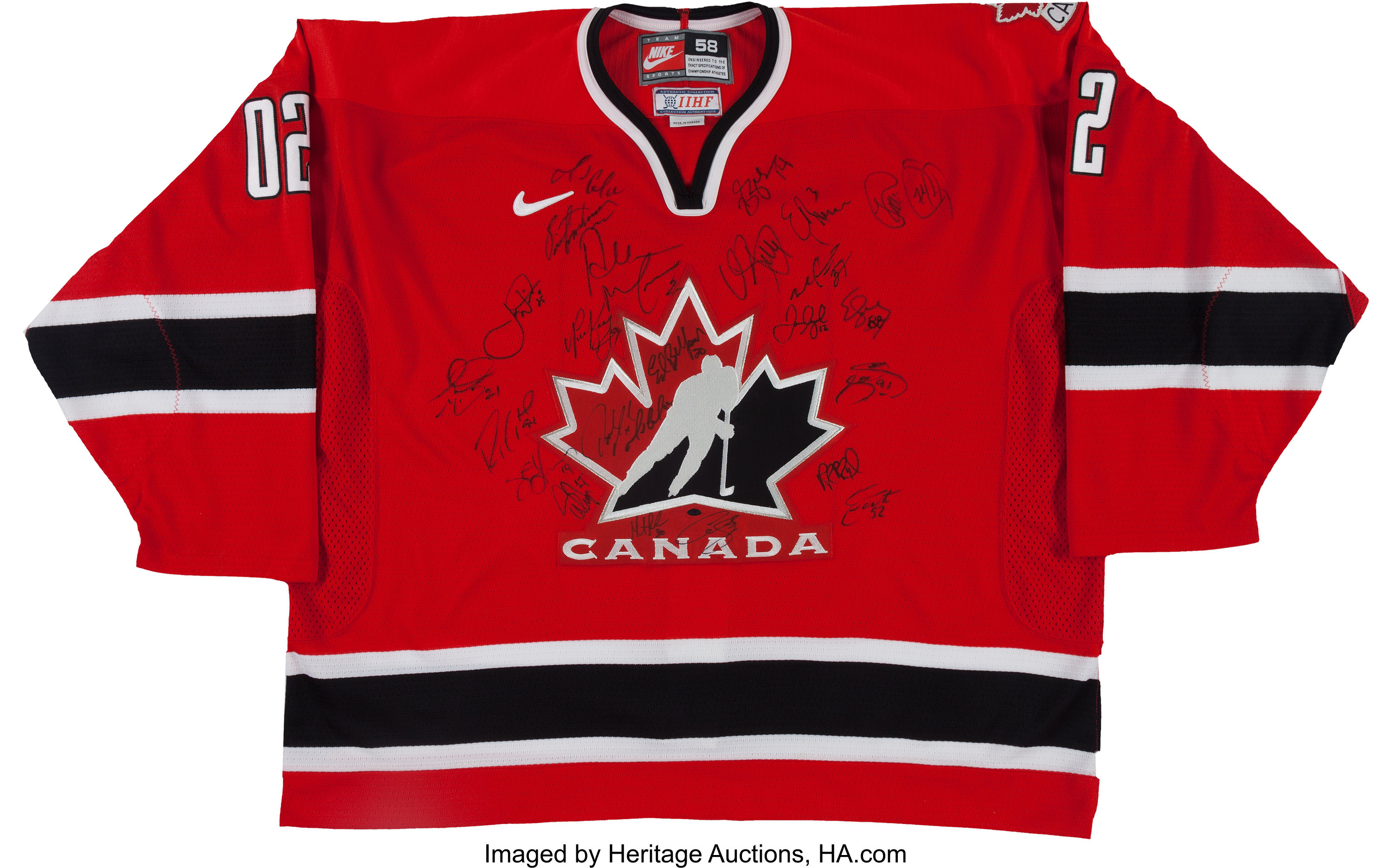 2002 Jarome Iginla Game Worn Team Canada Olympics Jersey - Gold, Lot  #82535