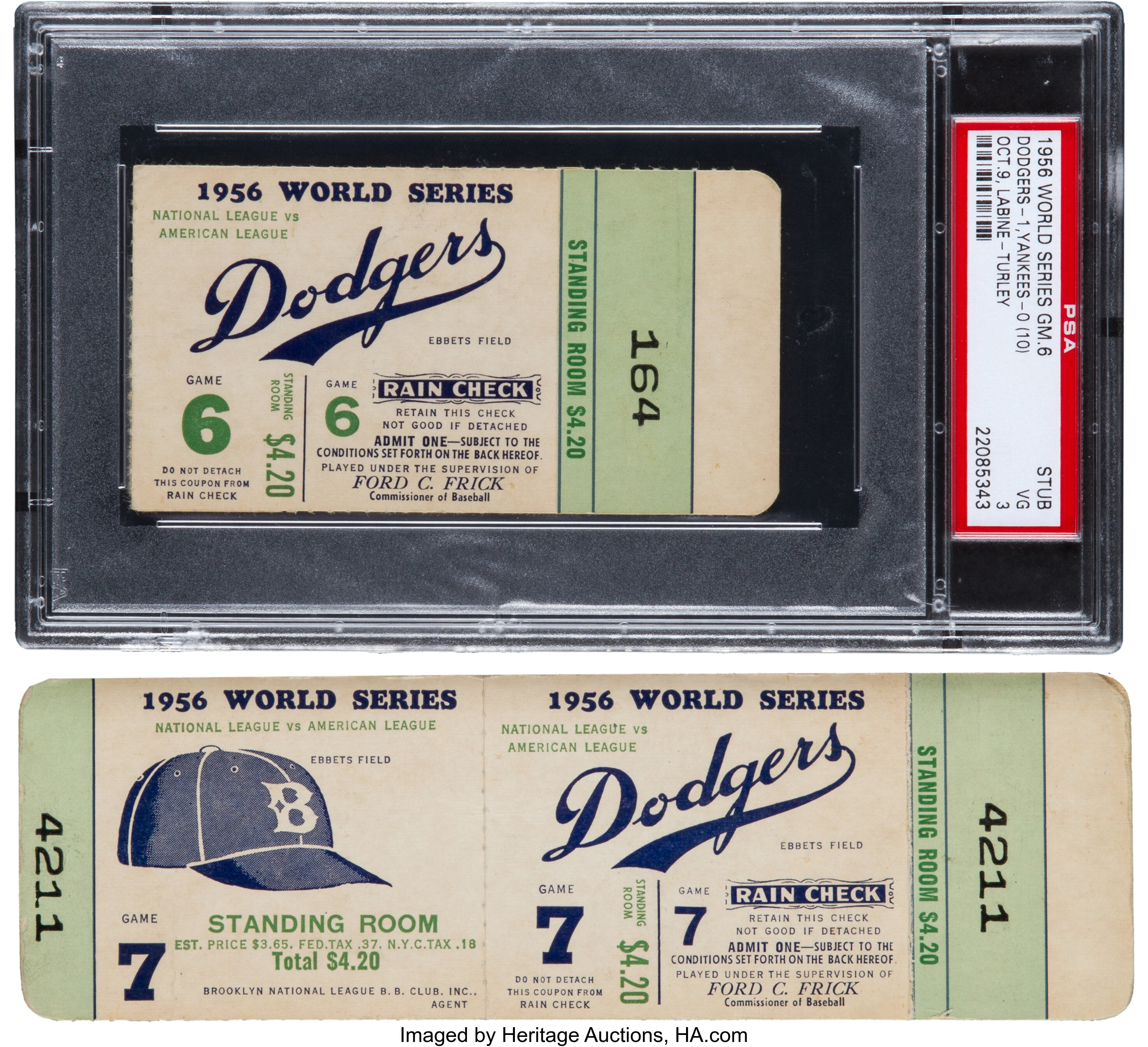 1956 New York Yankees Vs Brooklyn Dodgers Game 7 Full Ticket Lot 003 Heritage Auctions