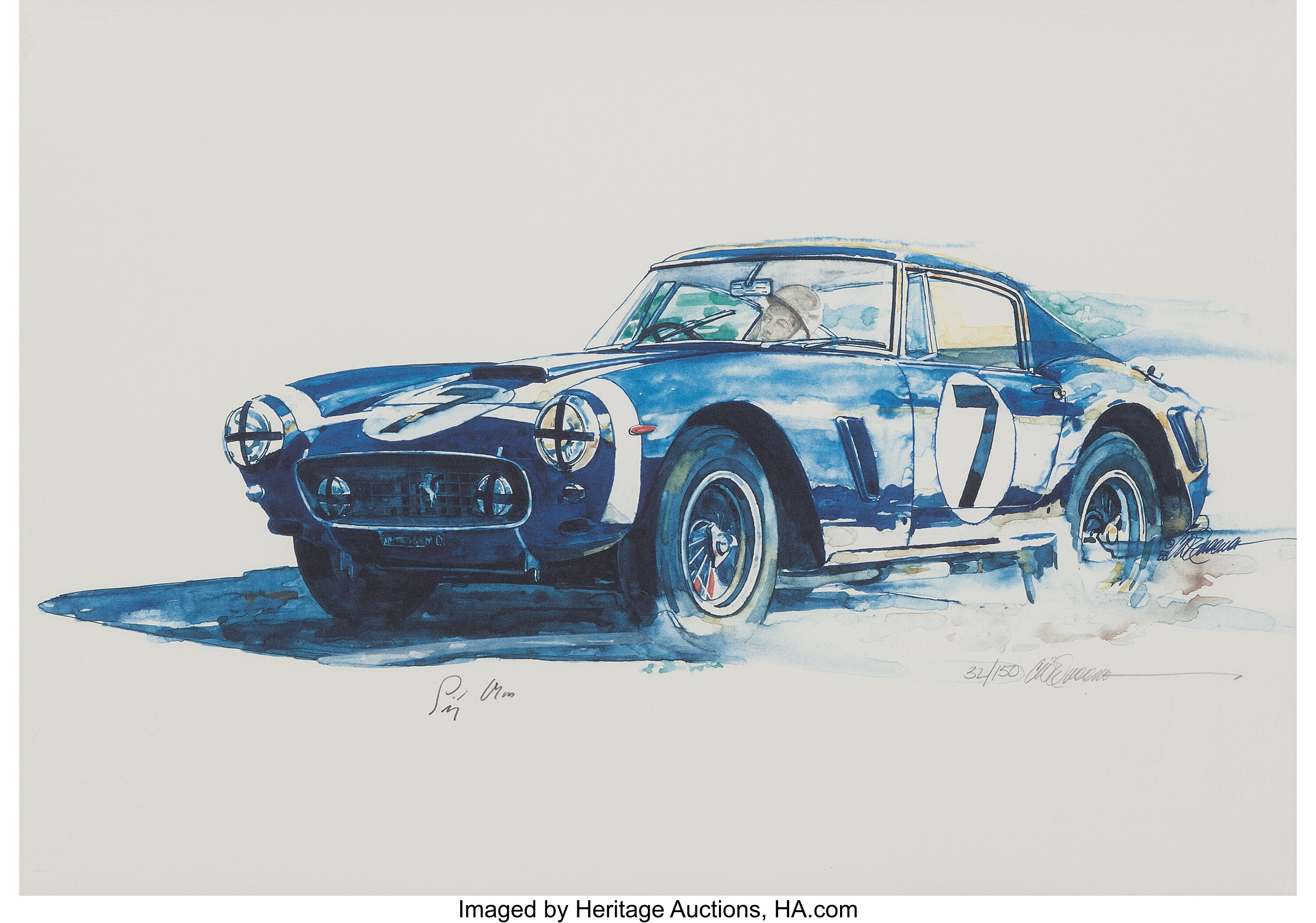 Lithograph Of Famed 1960 Ferrari 250 Gt Swb Chassis No 2735 Signed Lot Heritage Auctions