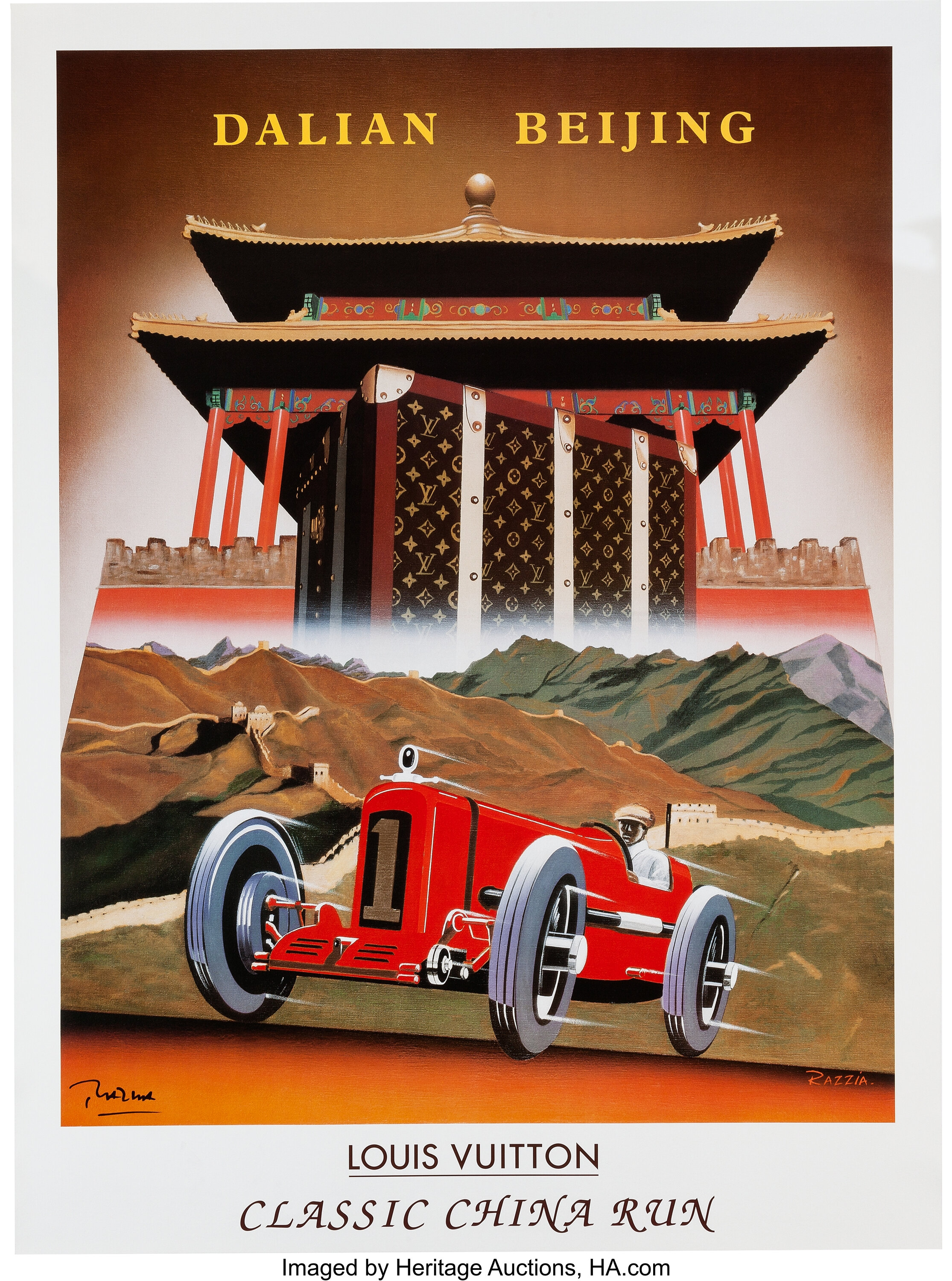 Razzia, Original Louis Vuitton Classic Poster, China Run, Beijing-Dalian,  1998 For Sale at 1stDibs