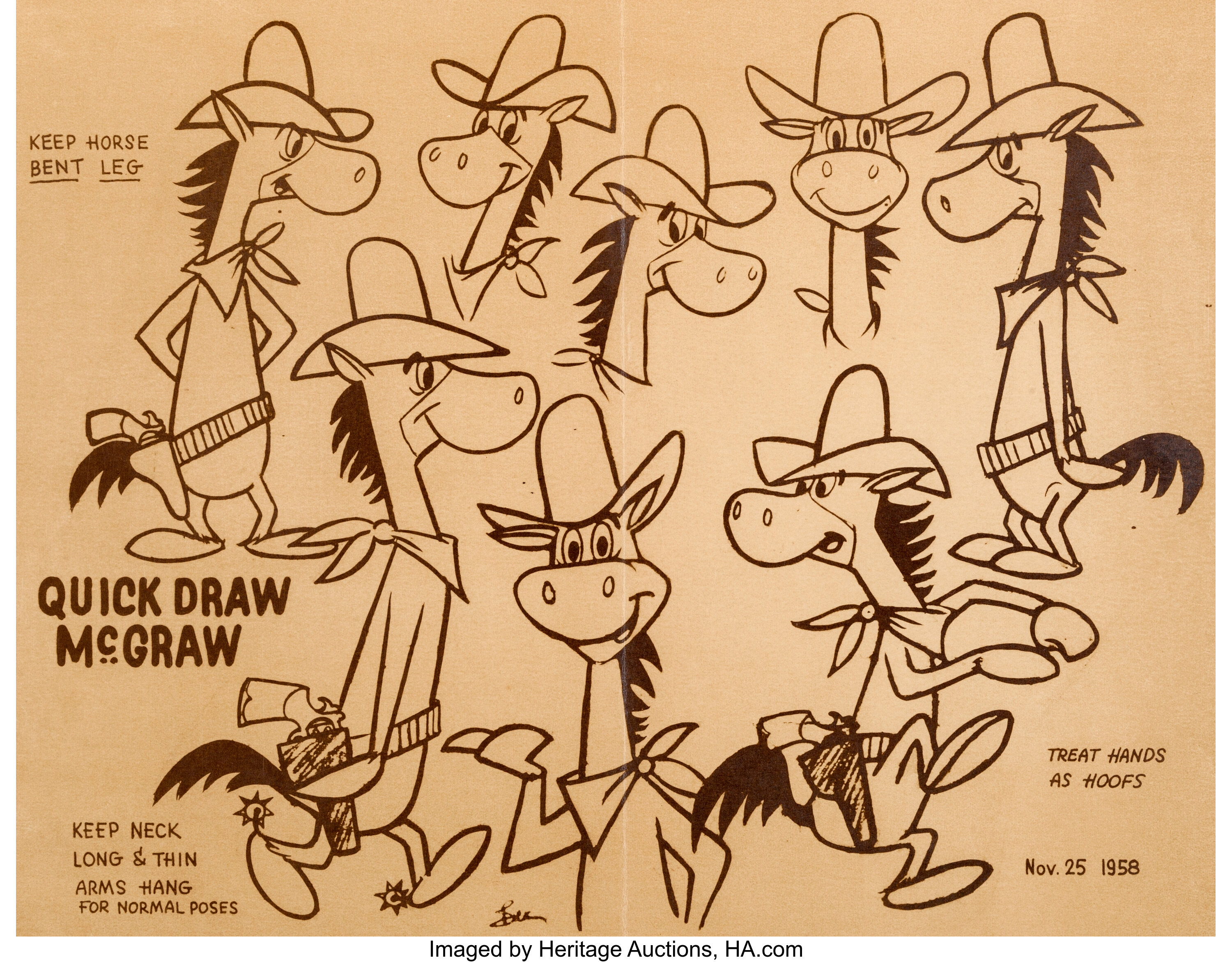 Quick Draw McGraw Model Sheet (Hanna-Barbera, 1959).... animation | Lot ...