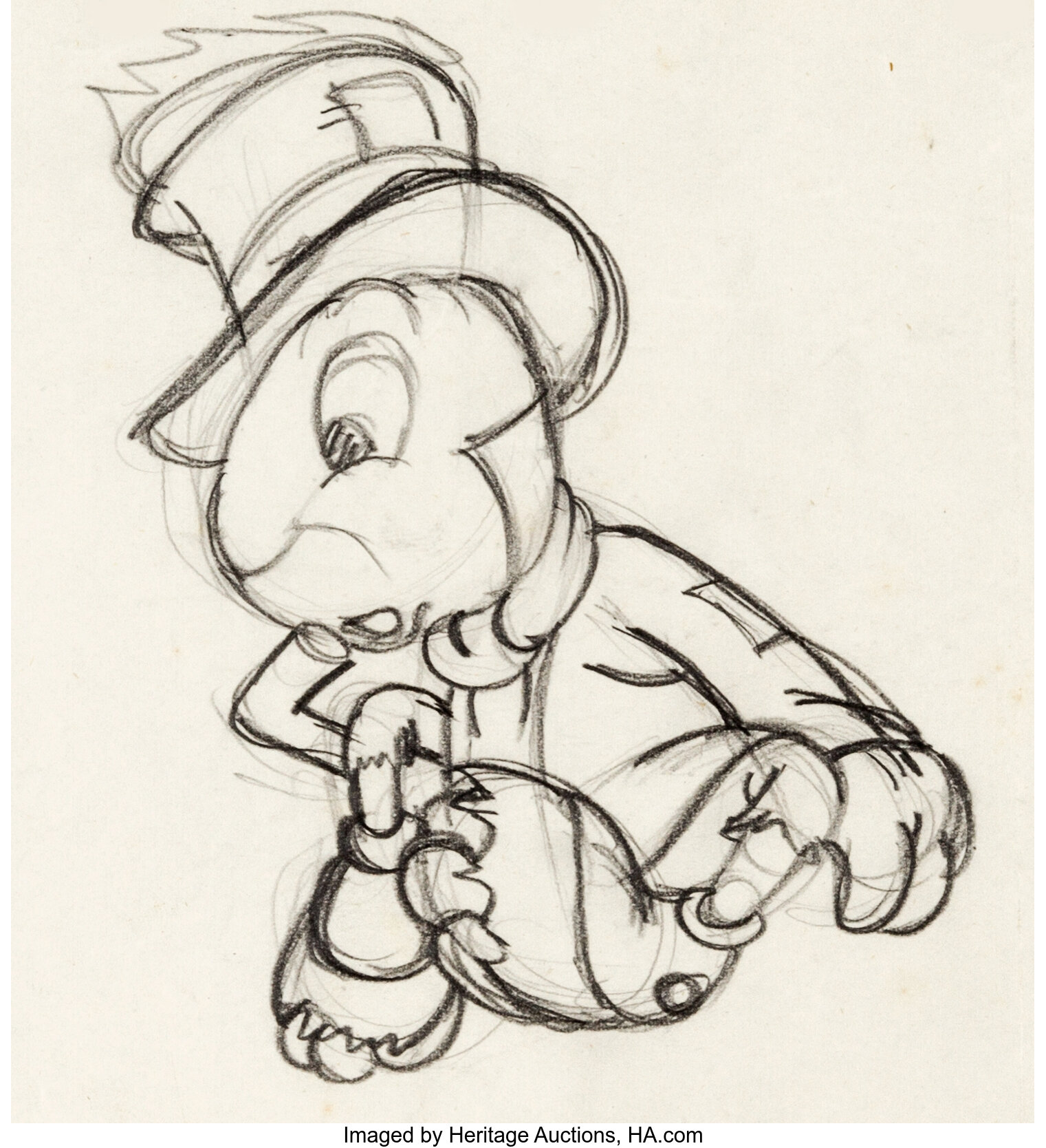 Pinocchio Jiminy Cricket Production Drawing (Walt Disney, 1940