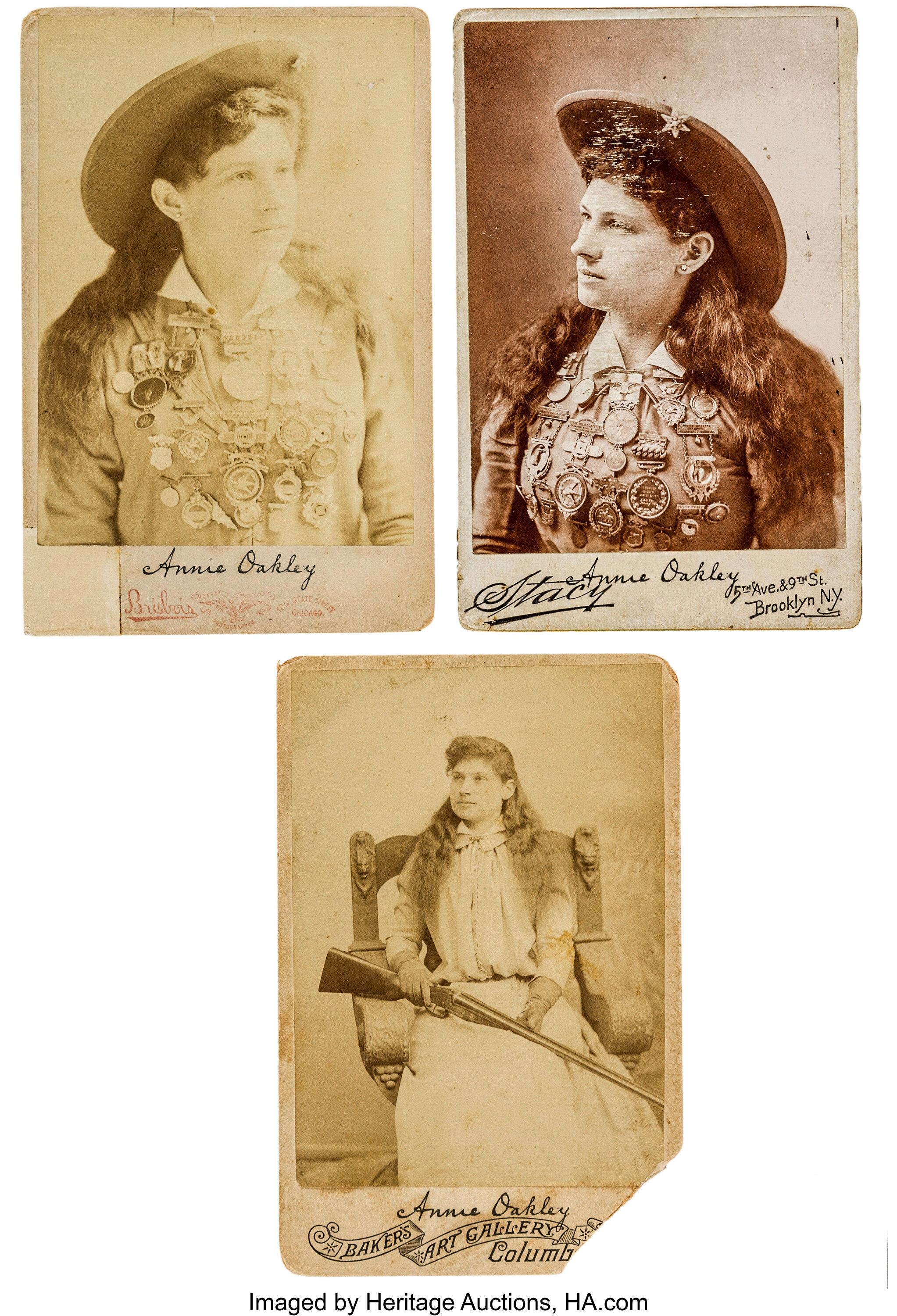 Annie Oakley: Three Circa 1890s Cabinet Photos. ... (Total: 3 | Lot #44006  | Heritage Auctions