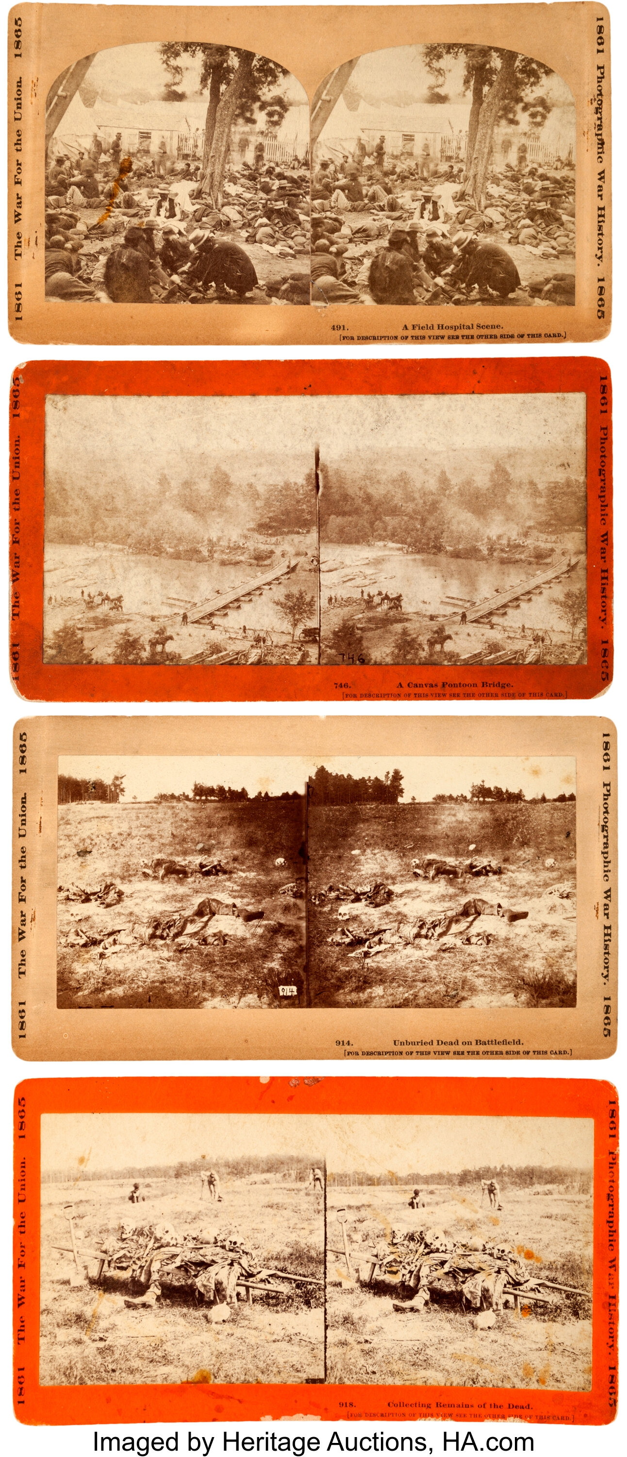Civil War Stereoviews. Lot of Four Stereo Cards of Wounded and Dead | Lot  #49279 | Heritage Auctions