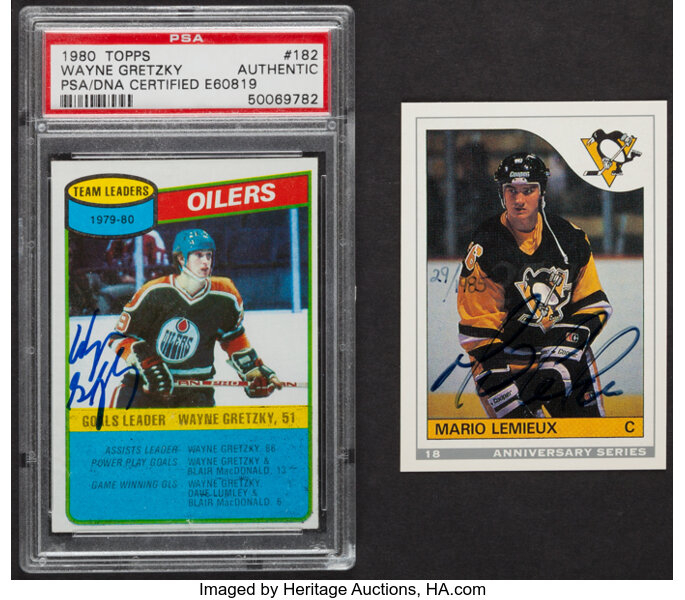 Mario Lemieux Autographed Framed Photo With 2 Rare Cards