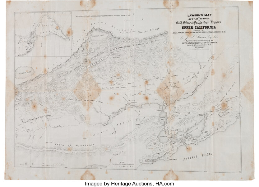 California Gold Rush Map Published In 1849 Western