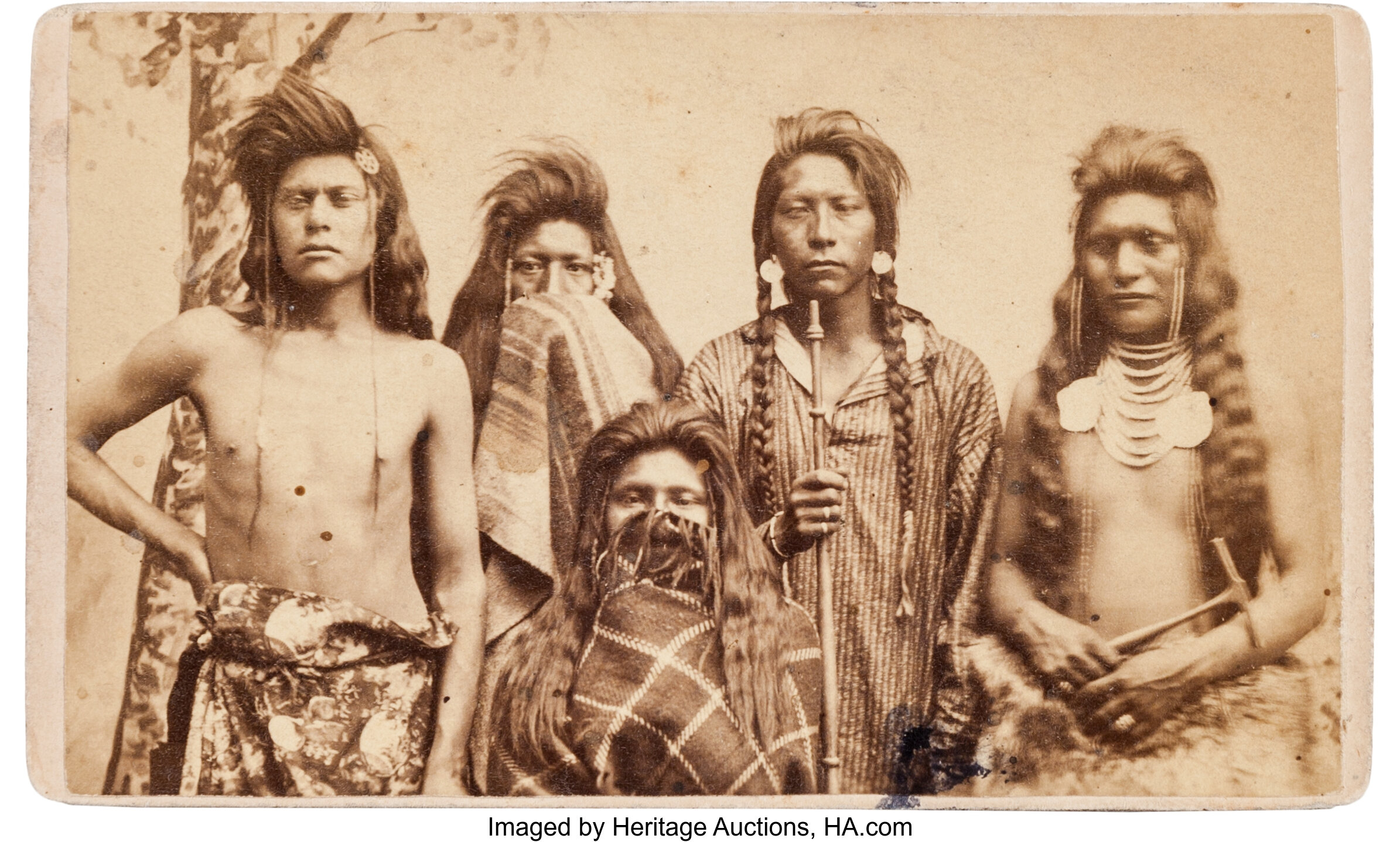 utah-native-americans-a-rare-early-carte-de-visite-image-of-five-lot