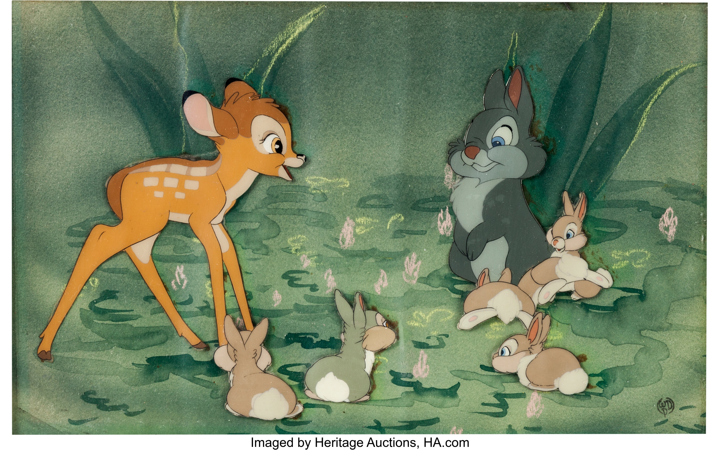 Bambi Bambi and Bunnies Production Cel Courvoisier Setup