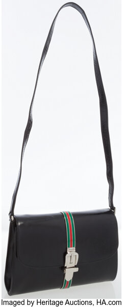 Gucci Black Leather Bag with Silver Enamel Buckle Hardware. Lot 16042 Heritage Auctions