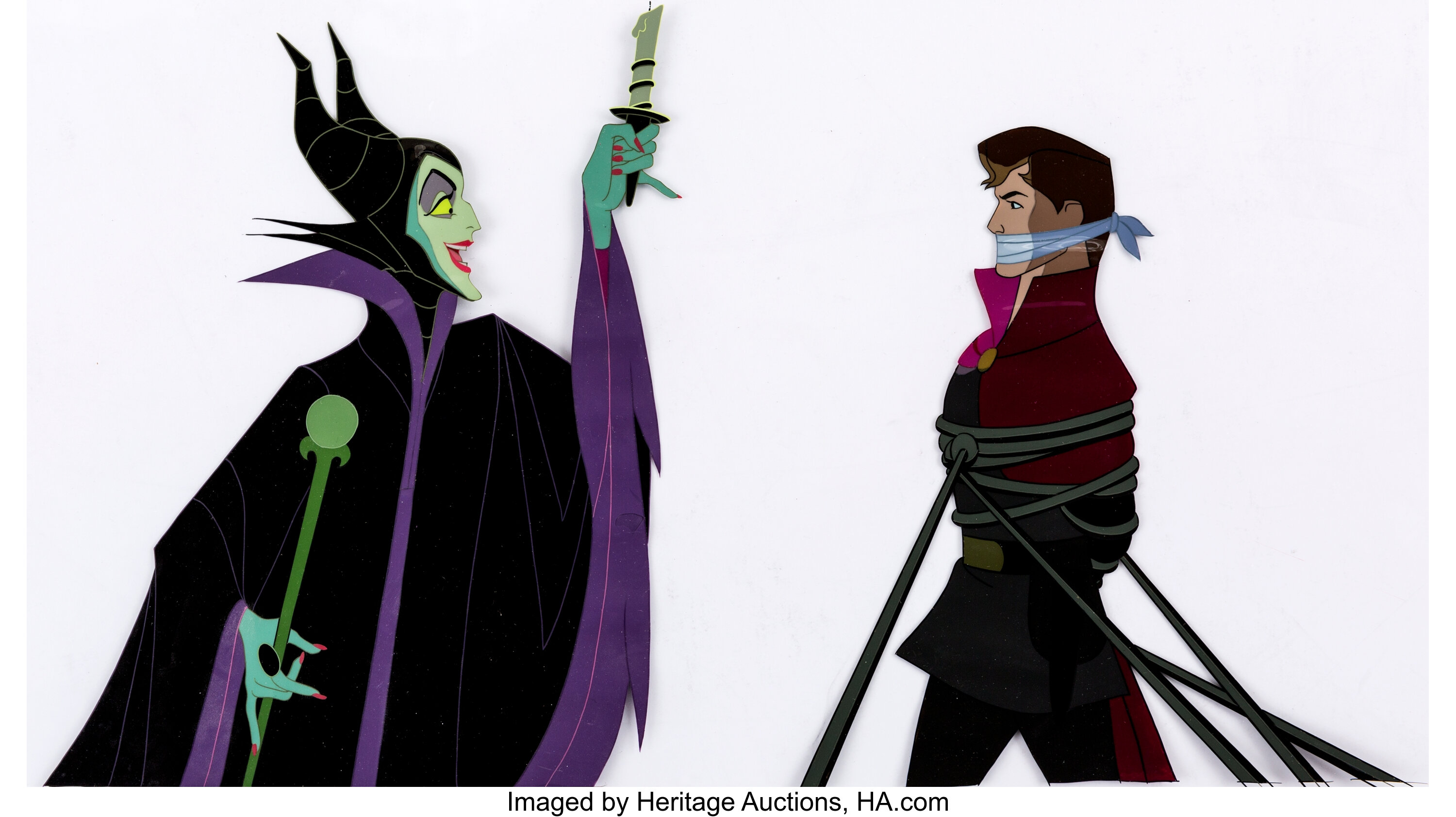 Sleeping Beauty Maleficent and Prince Phillip Pan Production Cel | Lot ...