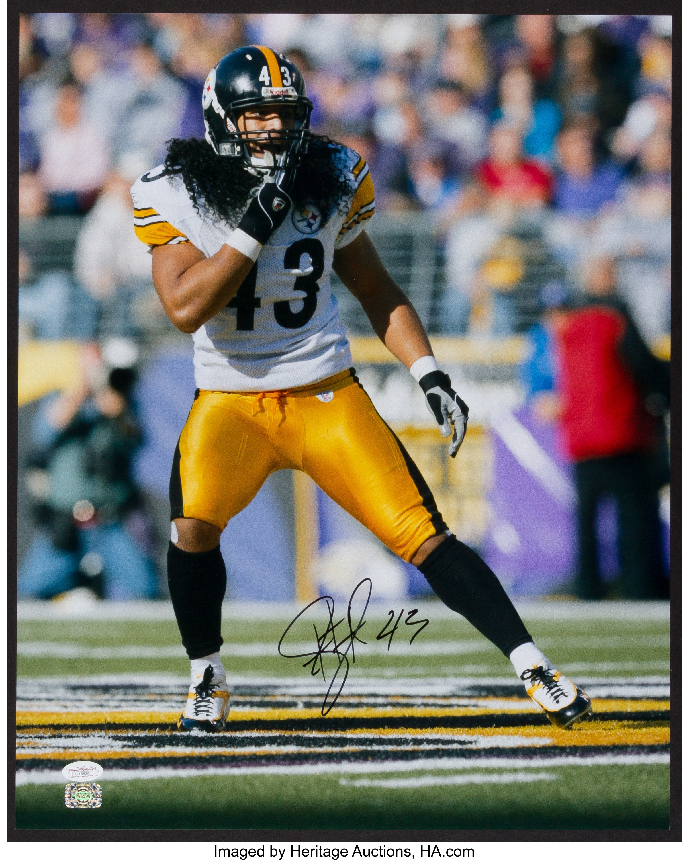 Troy Polamalu Arm Up Unsigned 8x10 Photo