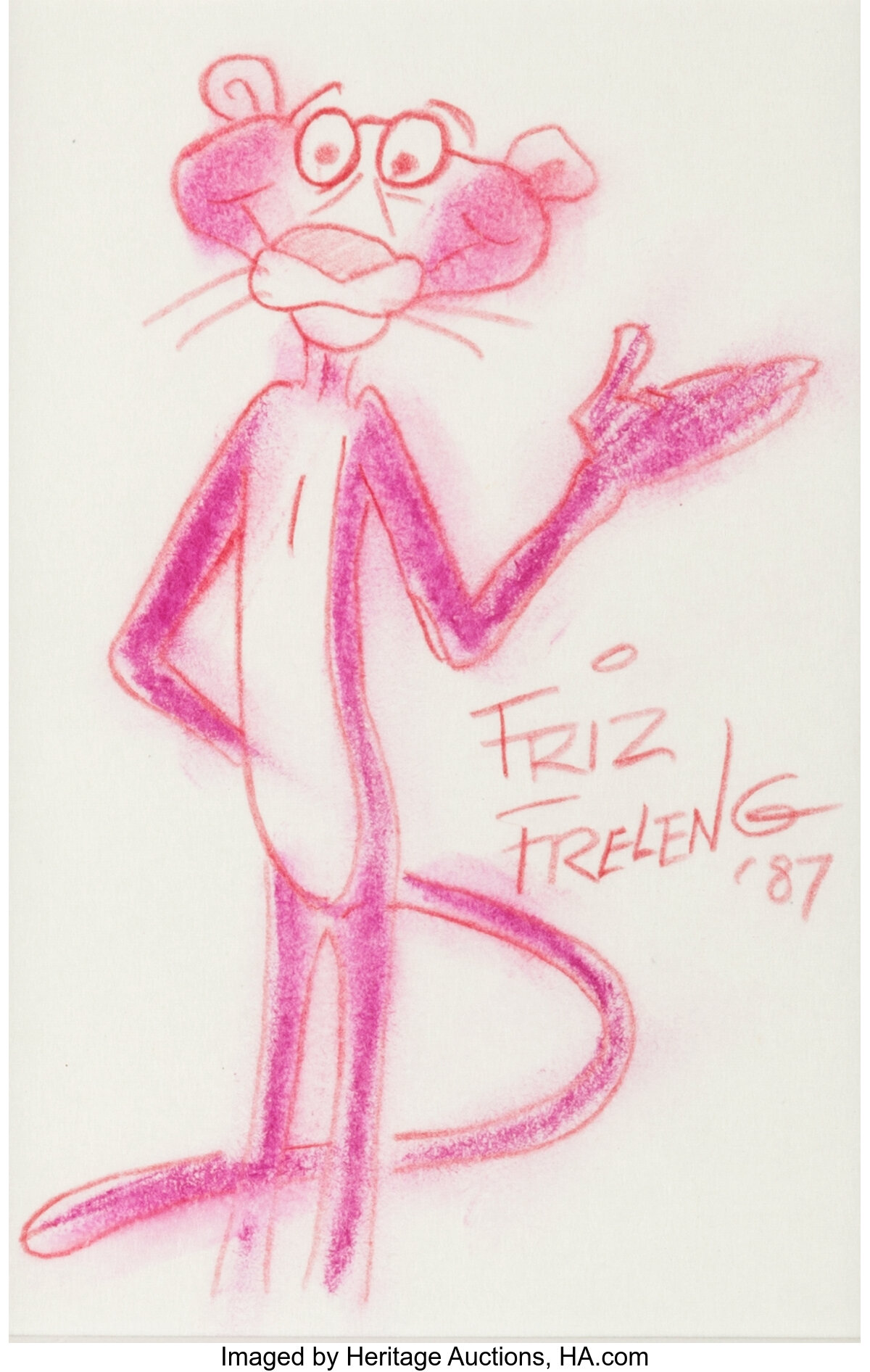 Friz Freleng Pink Panther Original Production Drawing from Olympinks 1980