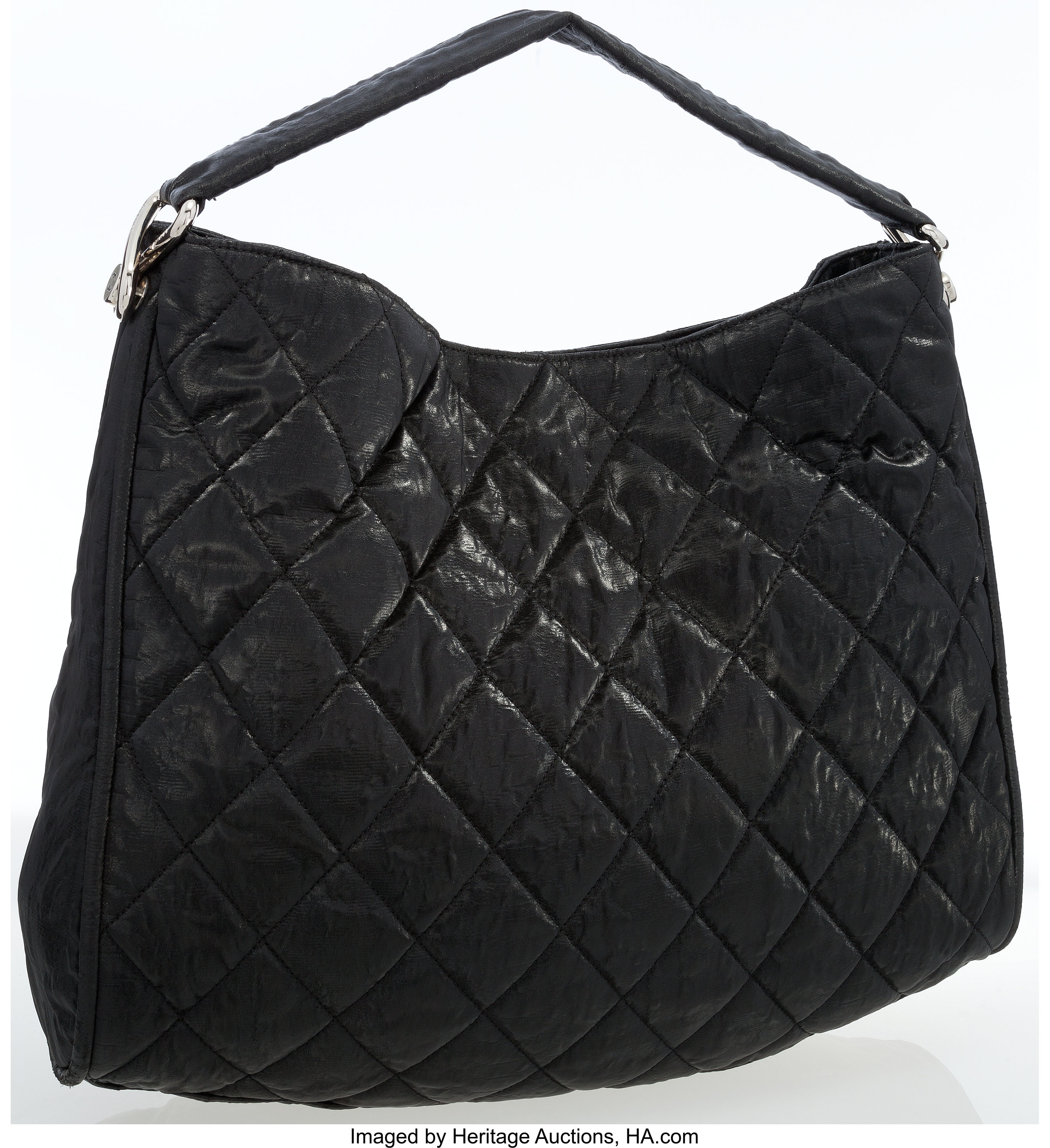 Chanel Tote Le Marais Ligne Quilted Crinkled Coated Large Black - US