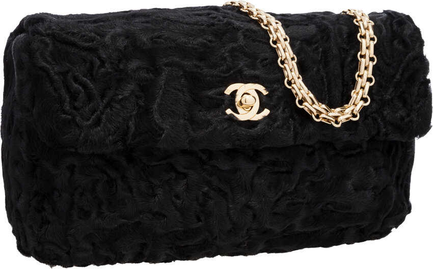 VTG CHANEL PERSIAN LAMB CROSSBODY BAG