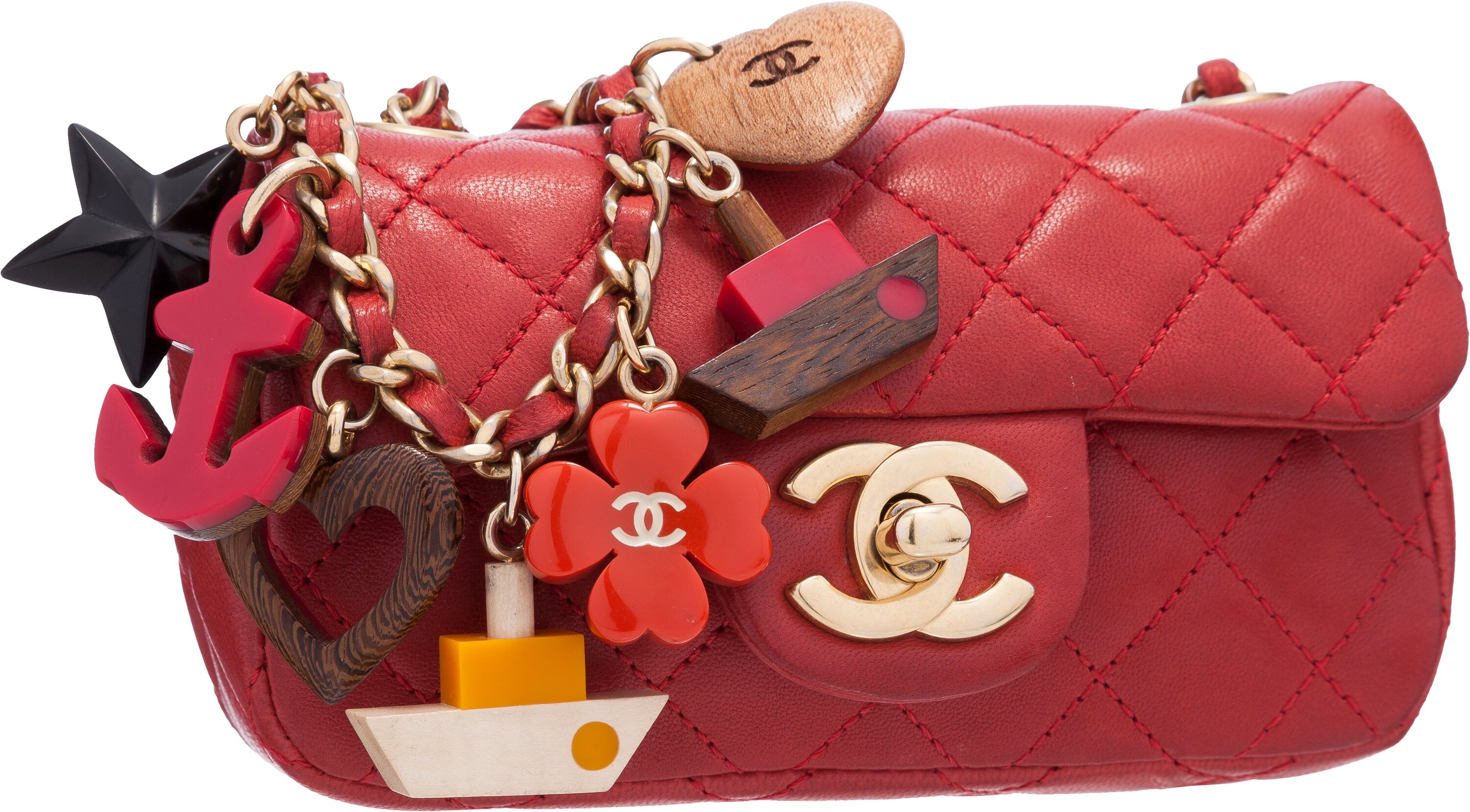 Chanel Limited Edition Red Quilted Lambskin Leather Mini Flap Bag