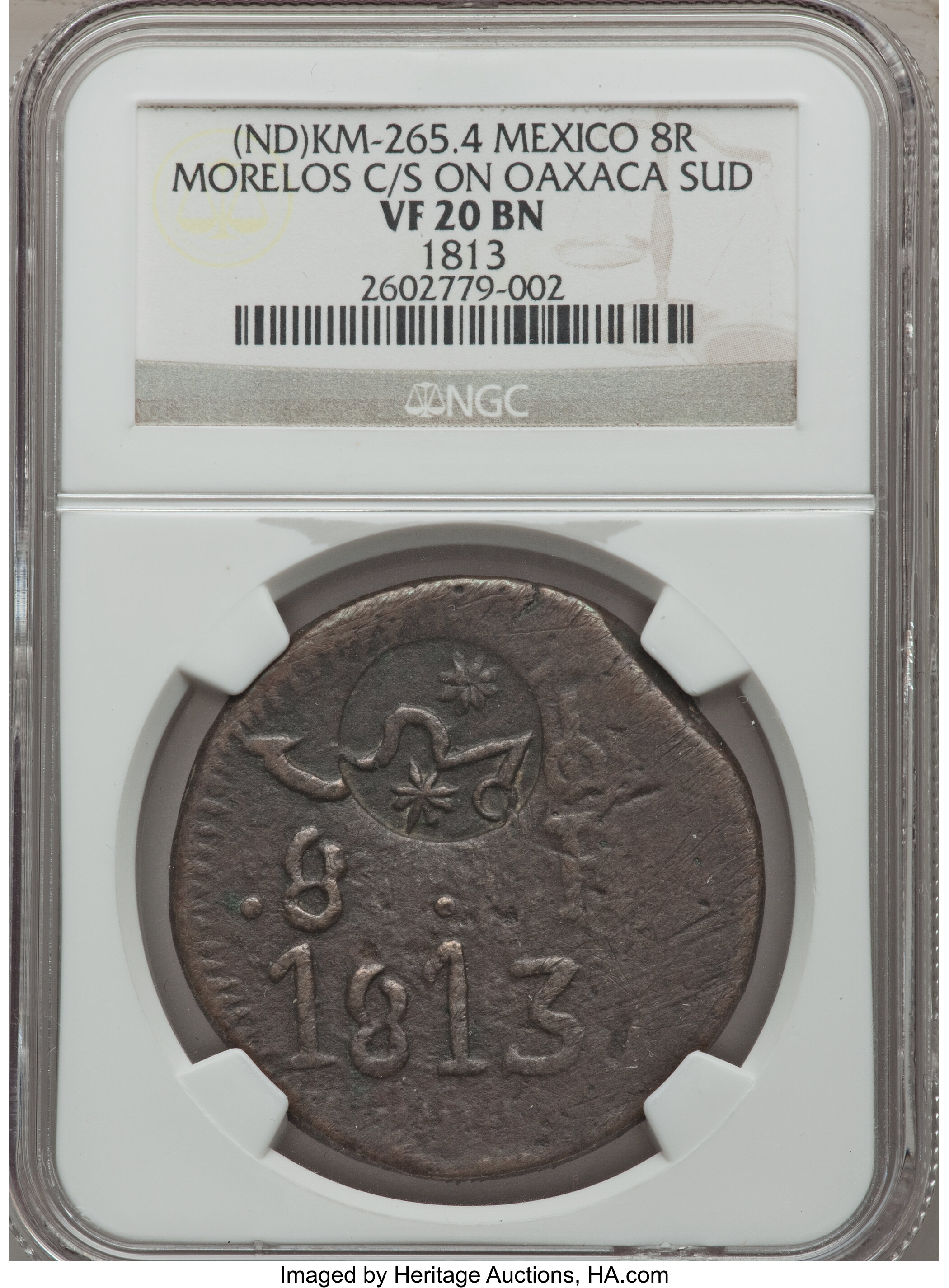 Mexico: Revolutionary Morelos 8 Reales Counterstamp 1813 VF20