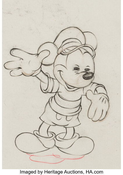 Walt Disney, A COLLECTION OF GRAPHITE DRAWINGS ON ANIMATION PAPER,  DEPICTING MICKEY MOUSE, MINNIE MOUSE, DONALD DUCK, GOOFY, AND OTHER  CHARACTERS (Circa 1990)
