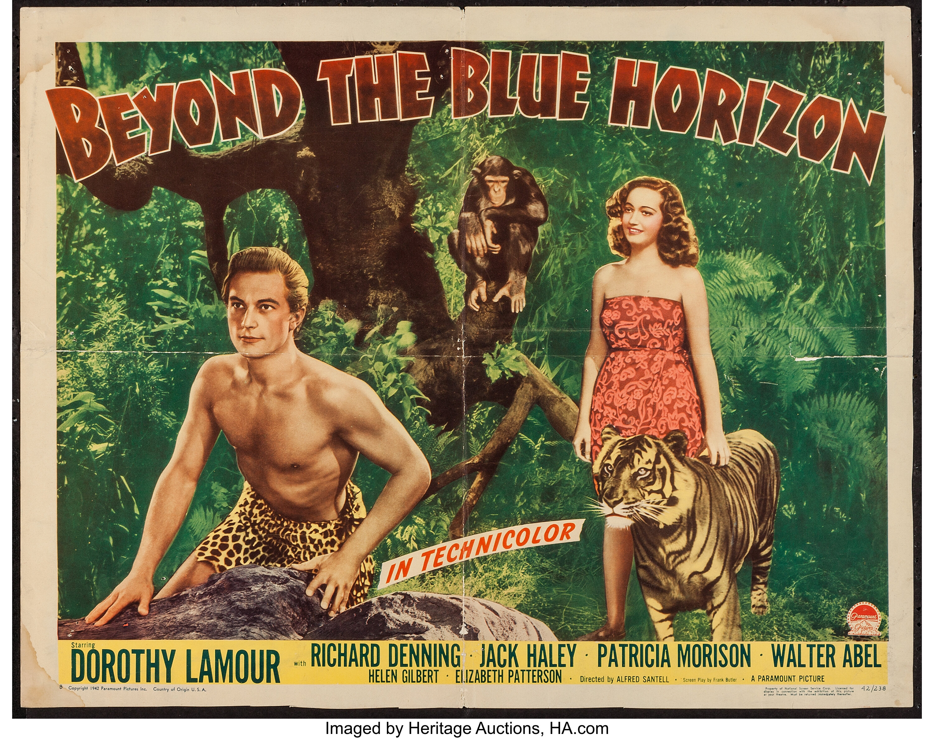 Beyond The Blue Horizon Paramount 1942 Half Sheet 22 X 28 Lot