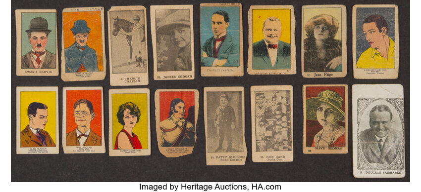 Sold at Auction: (9) 1920's Movie Stars Strip Cards - Chaplin & Fatty  Arbuckle (Mixed Grade)