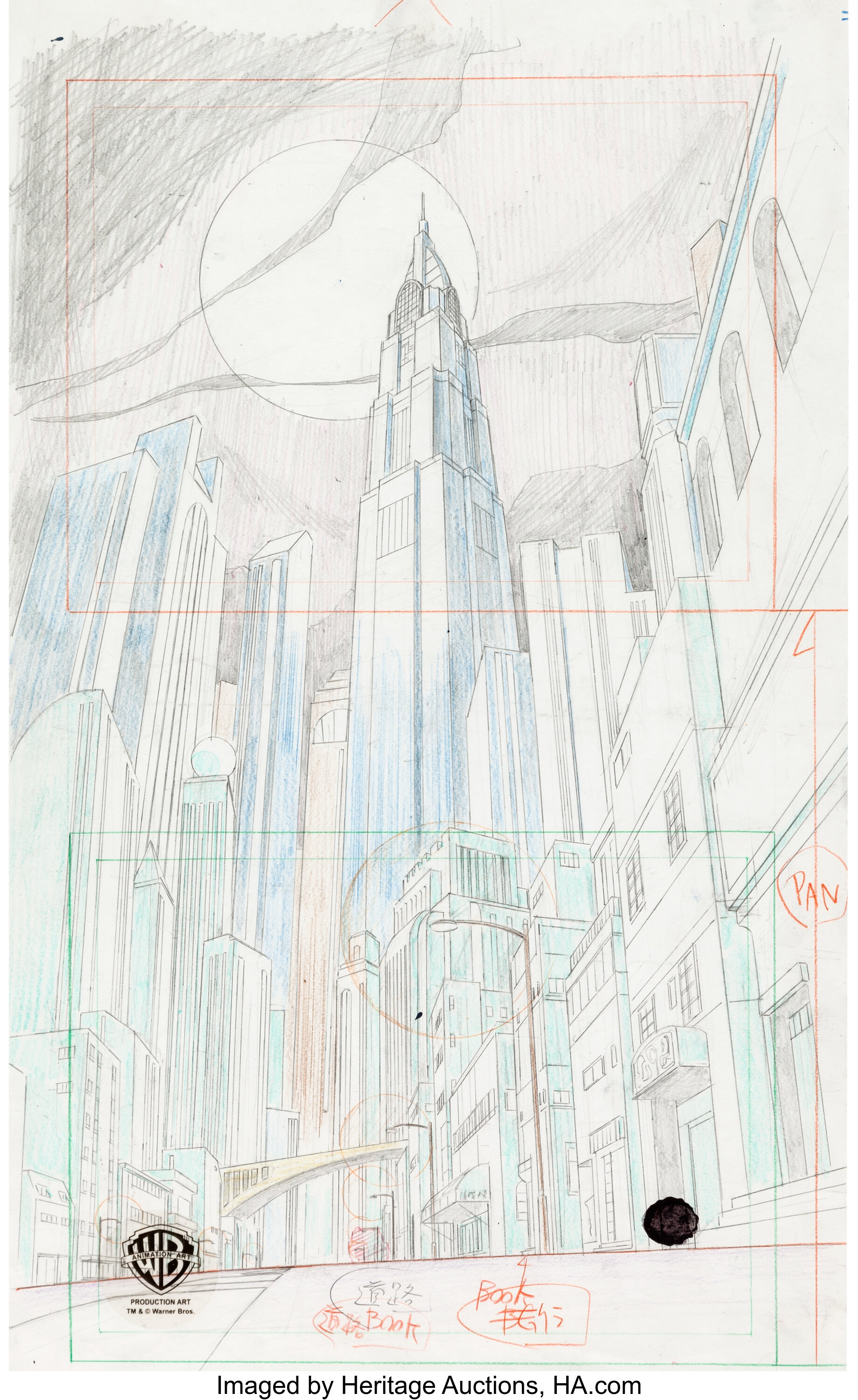 Batman: The Animated Series Gotham City Background Layout Drawing | Lot  #95303 | Heritage Auctions