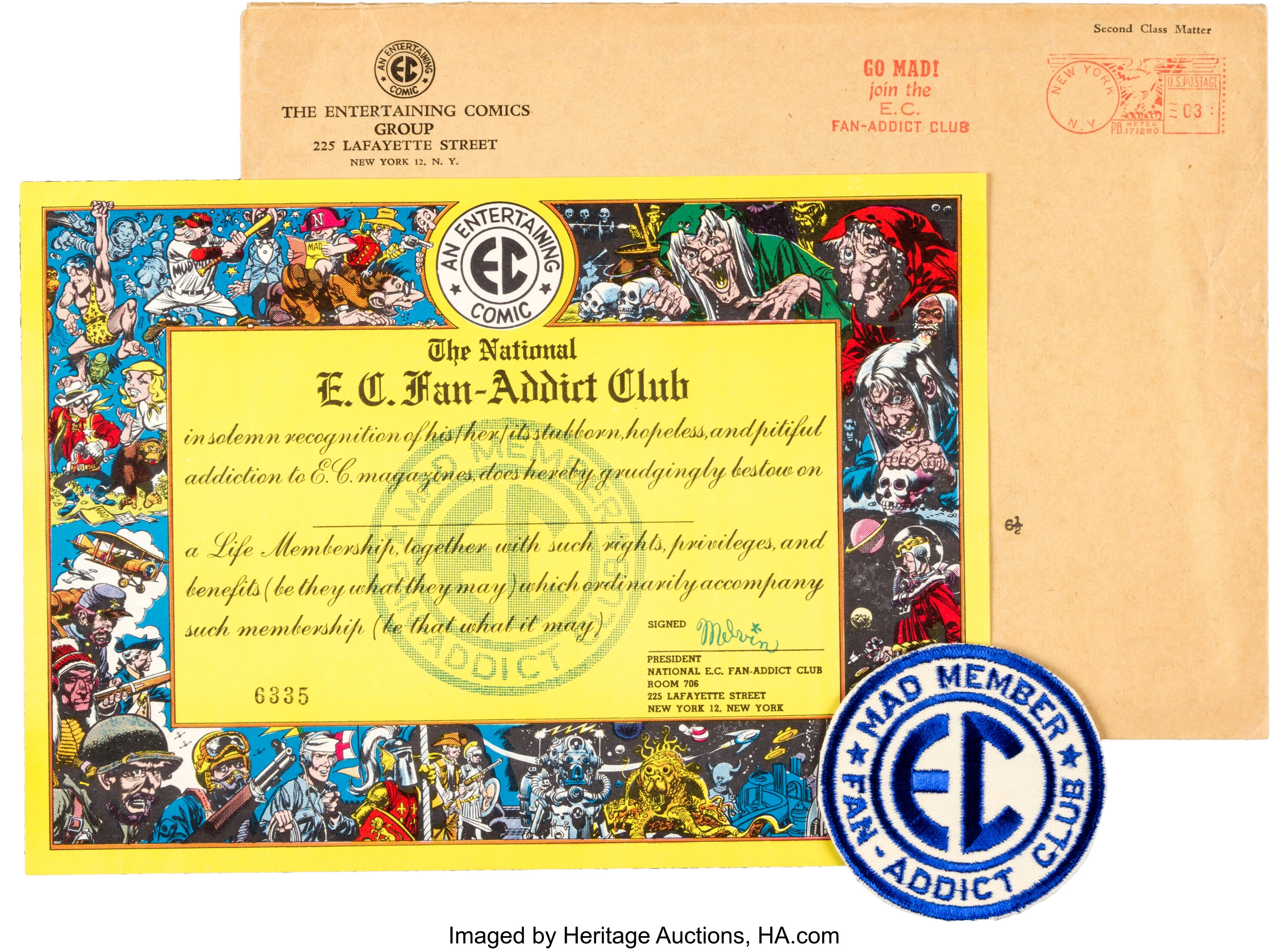 Ec Fan Addict Club Membership Certificate 6335 With Patch And