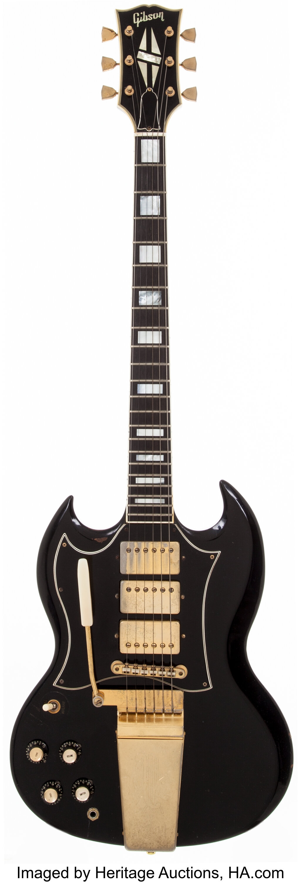 1966 Gibson SG Custom Black Left-Handed Solid Body Guitar, | #51078 | Heritage Auctions