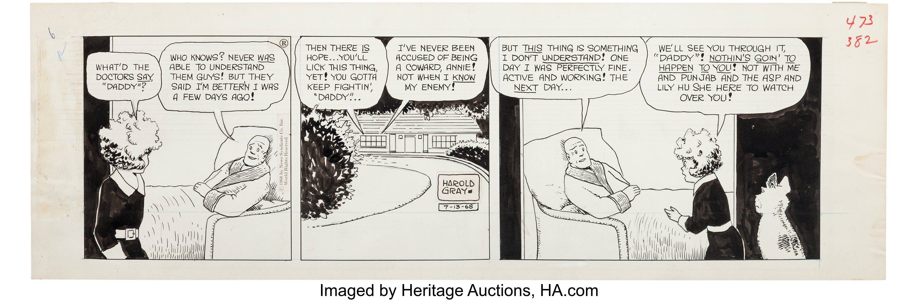 Harold Gray Little Orphan Annie Comic Strip Original Art dated: | Lot ...